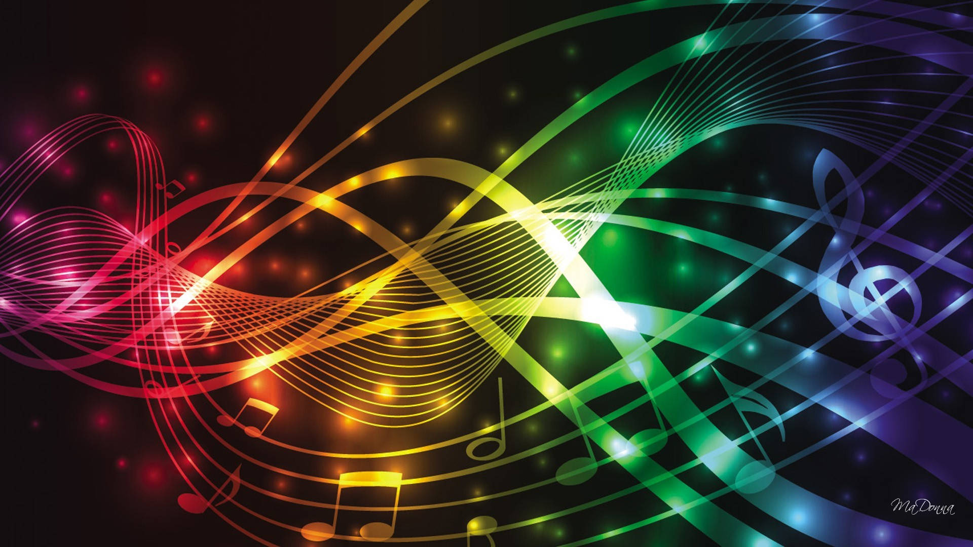 Music Color Full HD, rainbow-colored, musical notes, Full HD Desktop Wallpaper