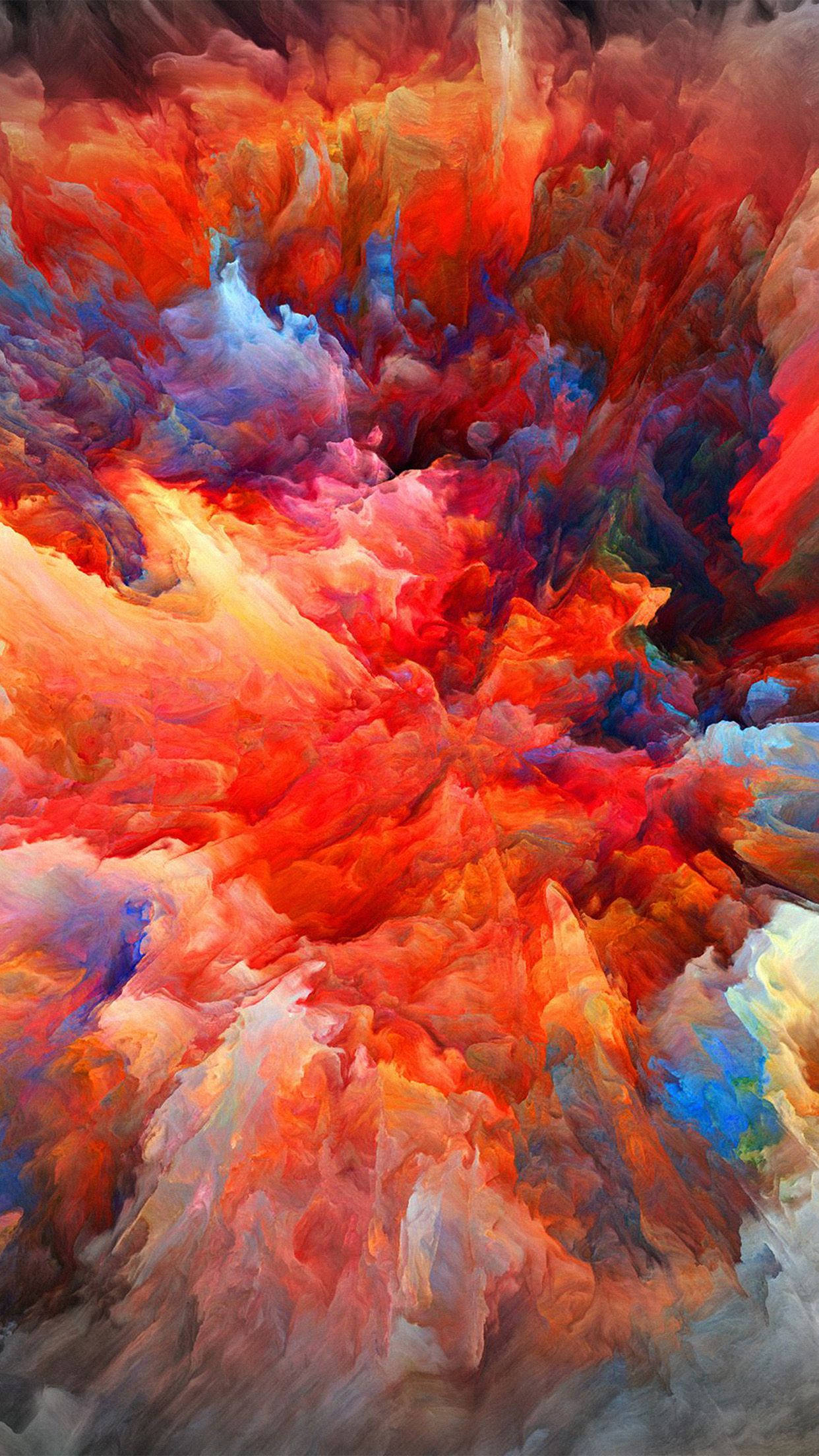 Color iPhone, fiery red orange, cool blue, Full HD Phone Wallpaper