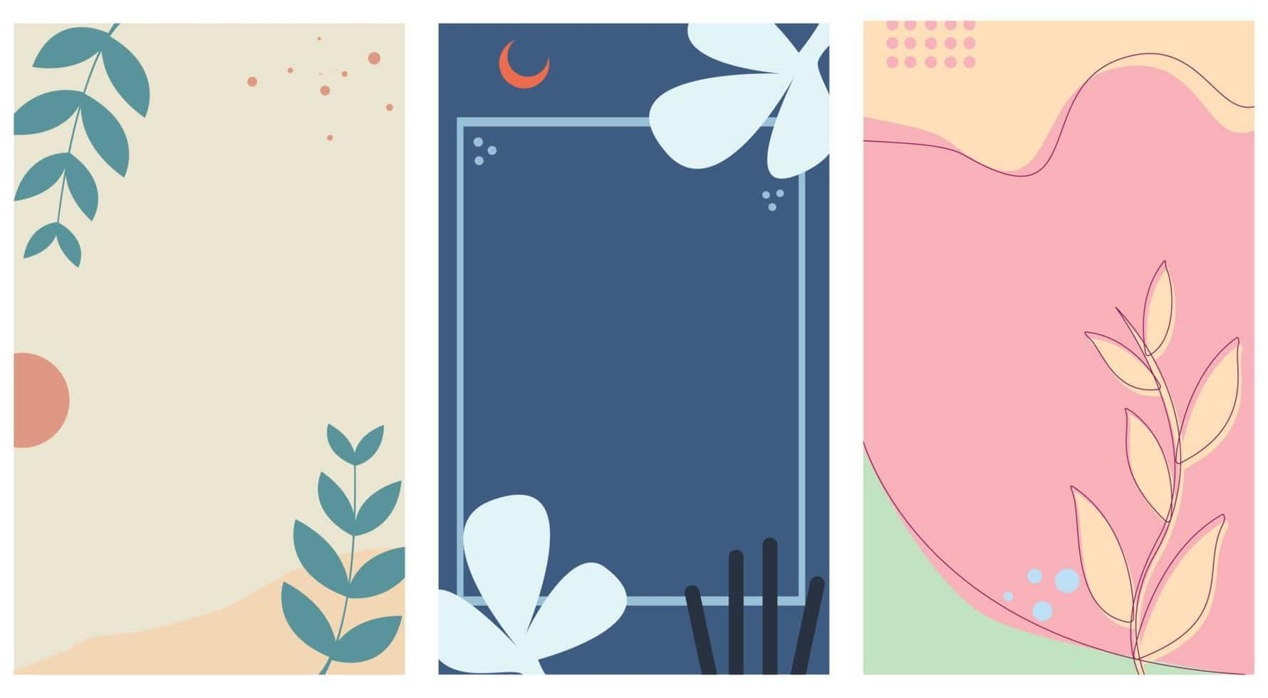 Color Pastel Aesthetic, pastel color blocks, abstract botanical elements, HD Desktop Wallpaper