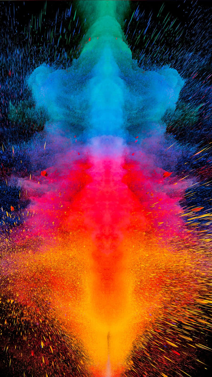 Color Phone 900 x 1600, teal background, vibrant symmetrical explosion of colored powder, HD Phone Wallpaper
