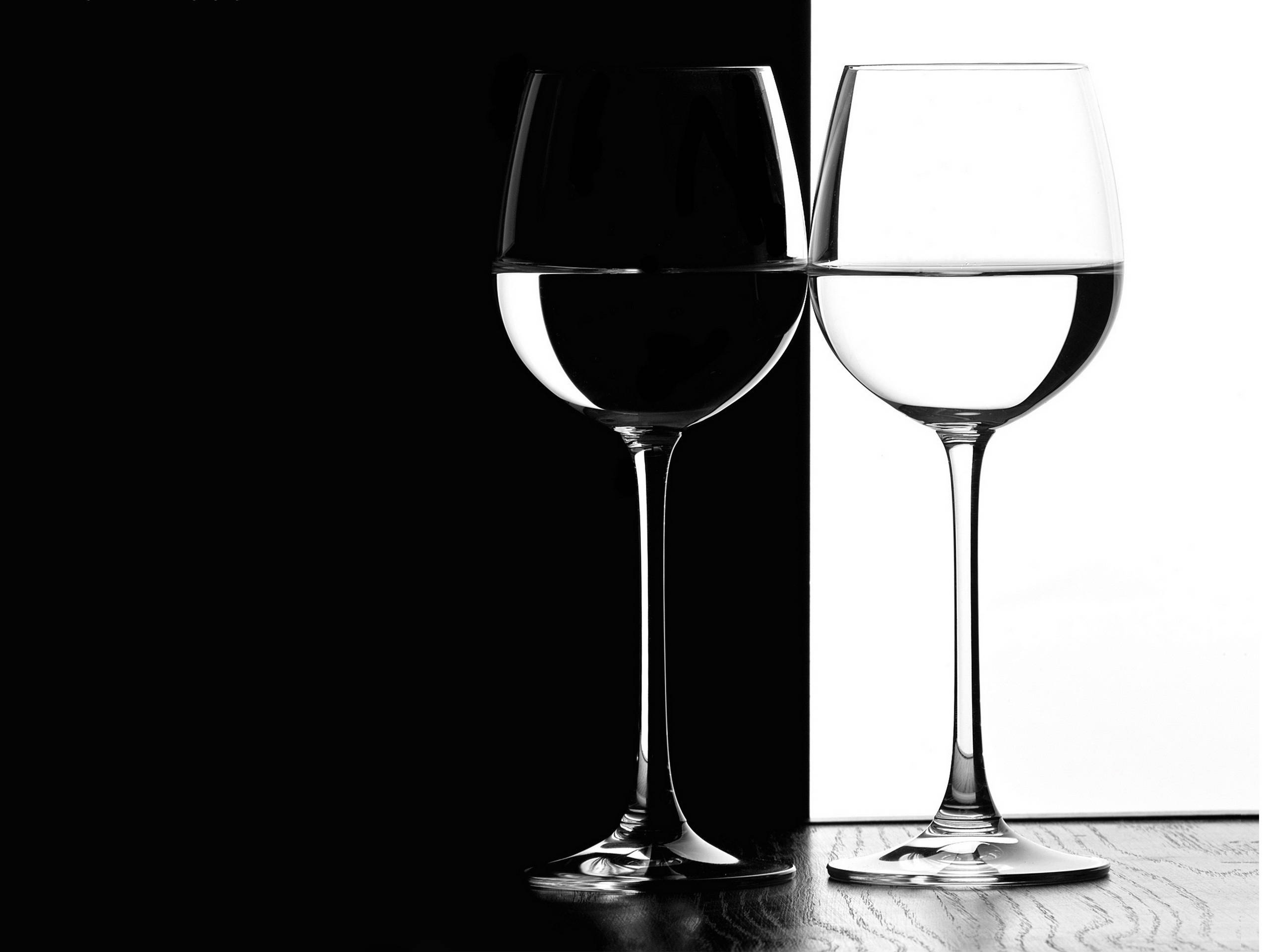 elegant black aesthetic wine glasses, black, white, 2K Desktop Wallpaper