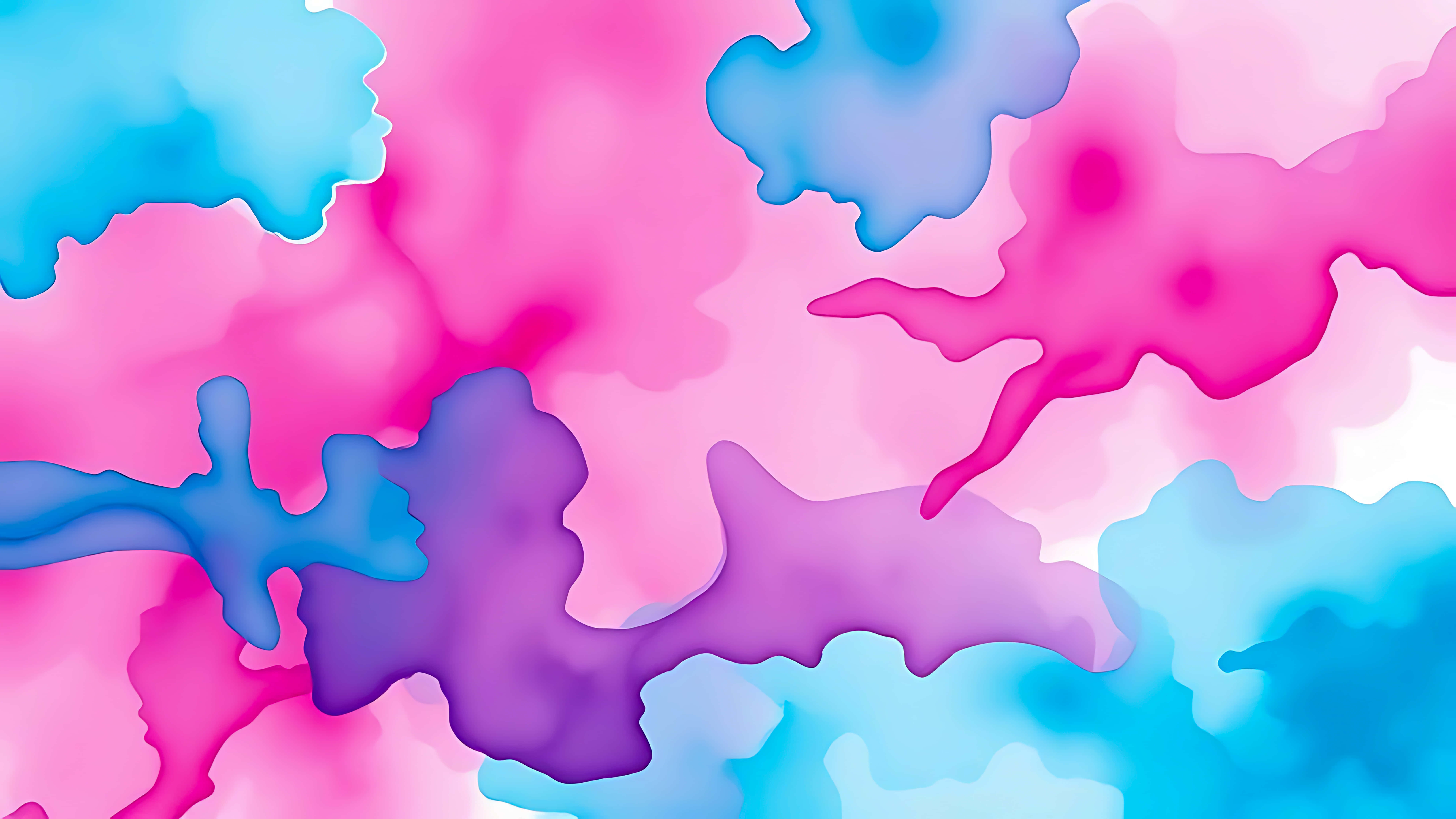 pink, teal, watercolor, 8K Desktop Wallpaper