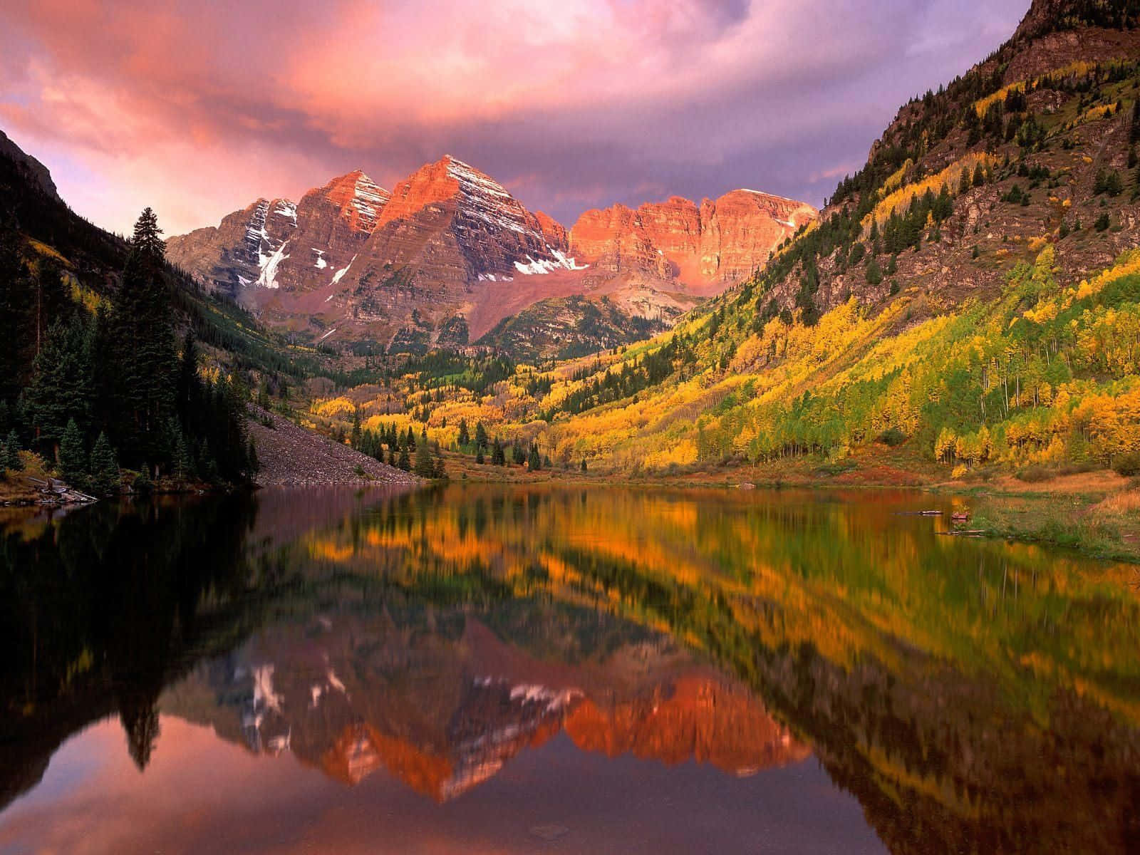 Colorado Desktop, mountain lake, fiery autumn peaks, HD Desktop Wallpaper
