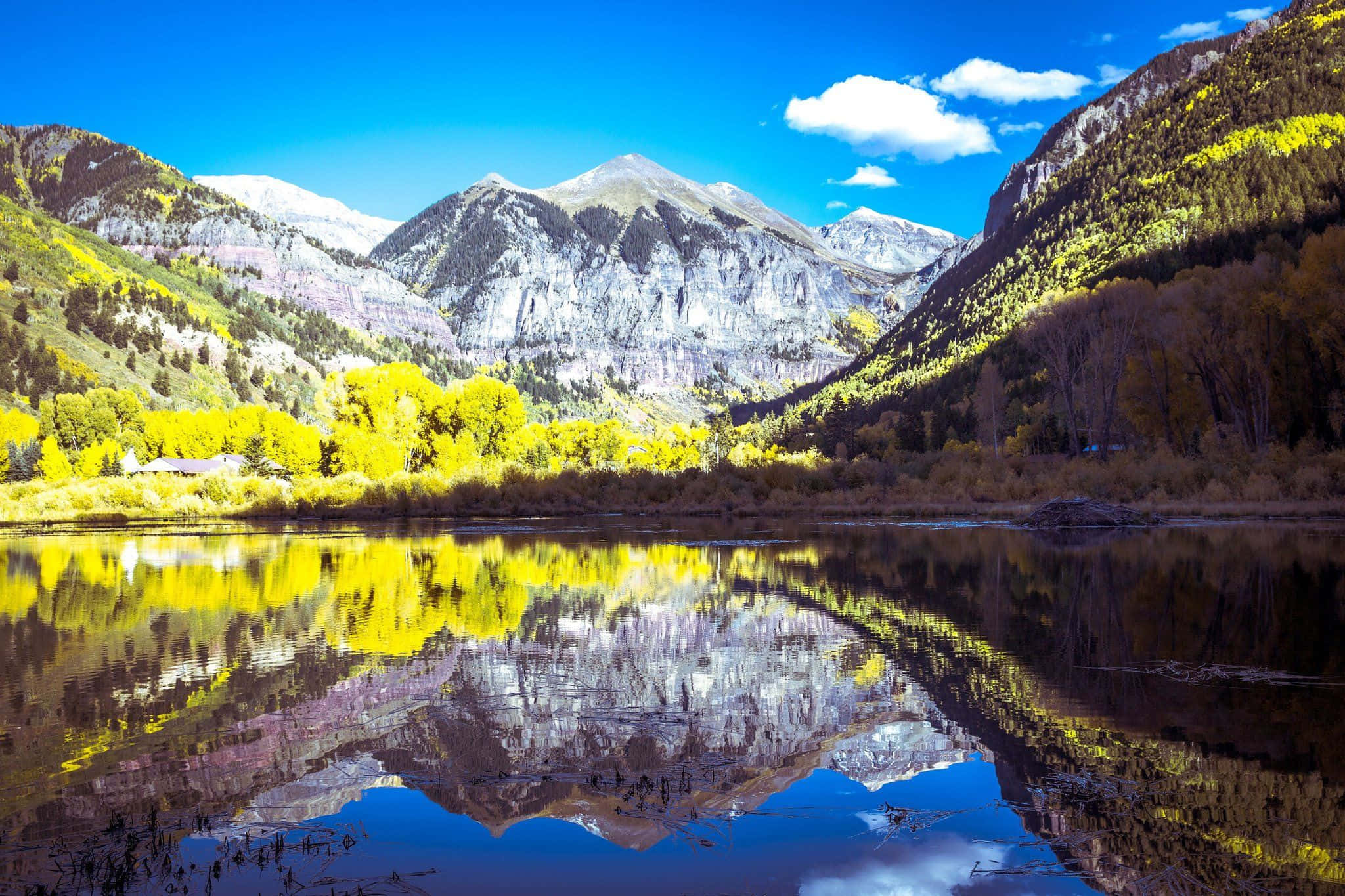 Colorado, mountain valley, snow-capped peaks, Full HD Desktop Wallpaper