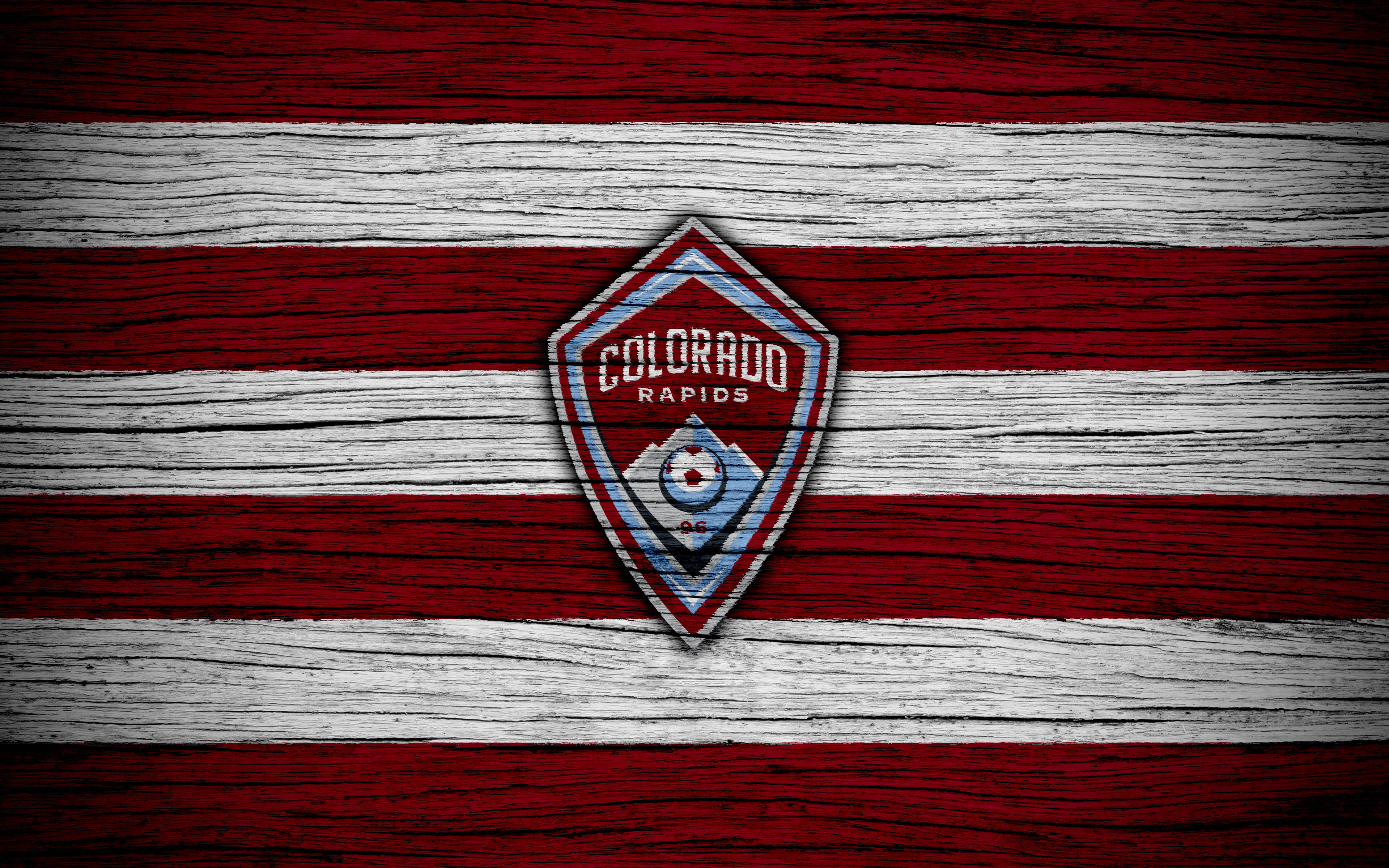 Colorado Rapids, logo, red and white striped, 4K Desktop Wallpaper