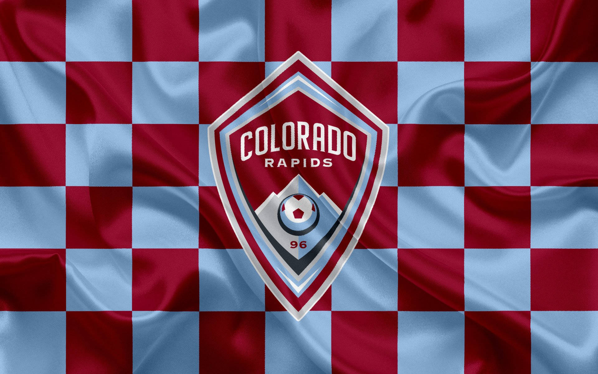 Colorado Rapids, checkered flag, red and light blue, Full HD Desktop Wallpaper