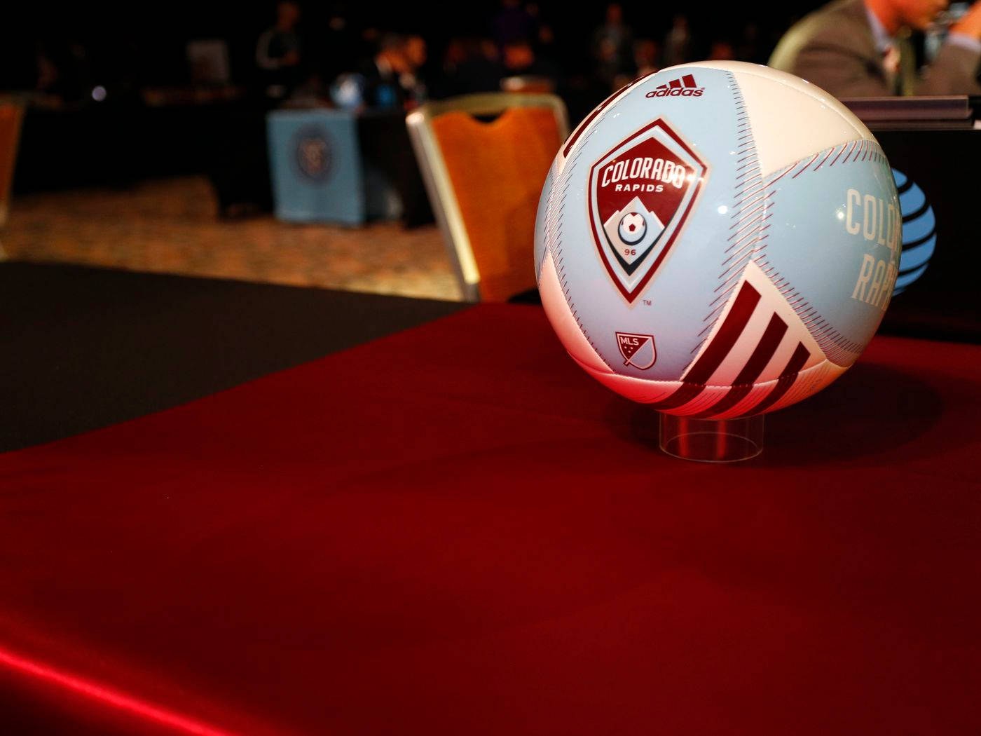 Colorado Rapids, soccer ball, red table, HD Desktop Wallpaper
