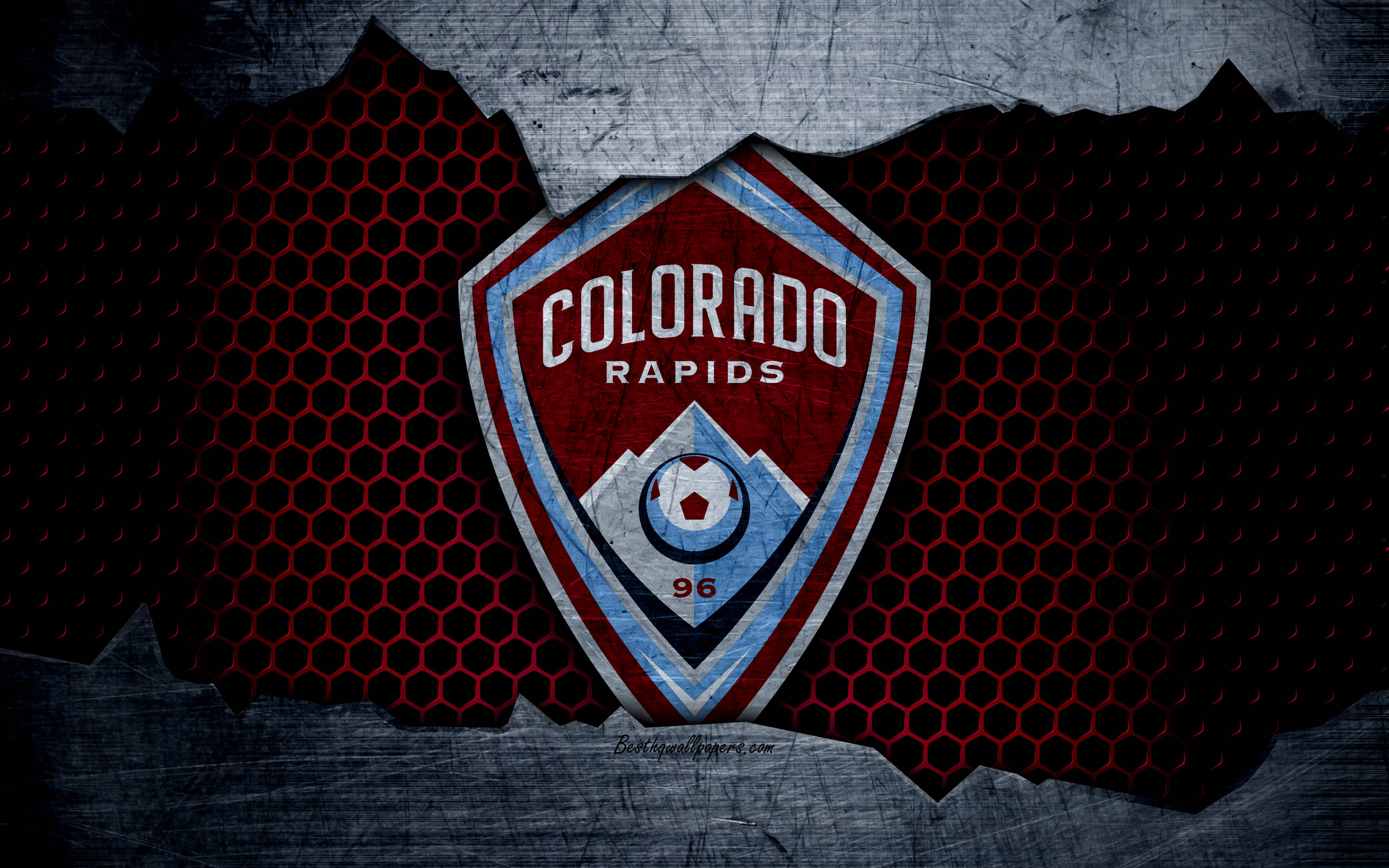 Colorado Rapids, teaser logo, metallic, 4K Desktop Wallpaper