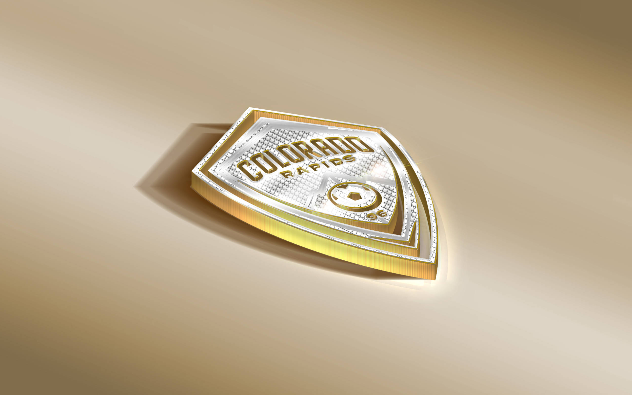 Colorado Rapids, 3D art logo, gold, 2K Desktop Wallpaper