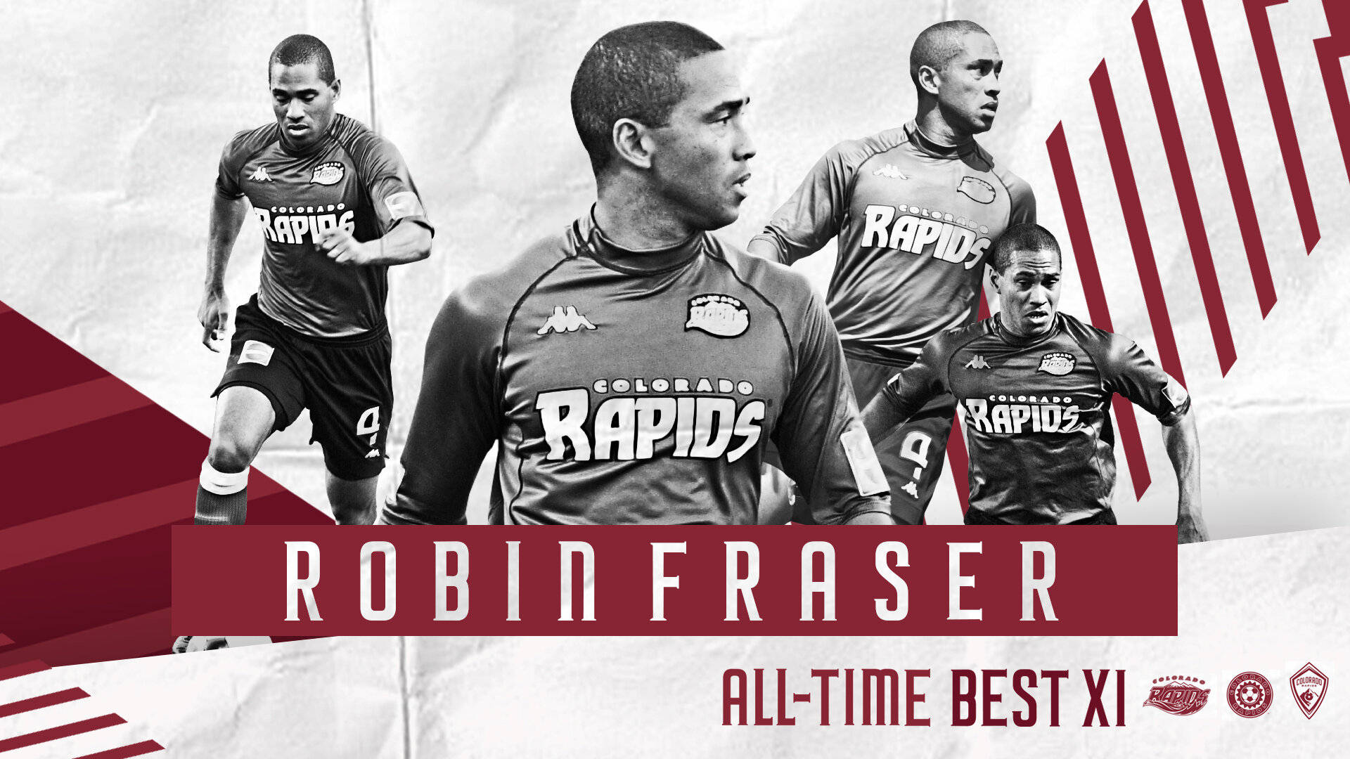 Colorado Rapids, red and white geometric background, soccer players, Full HD Desktop Wallpaper