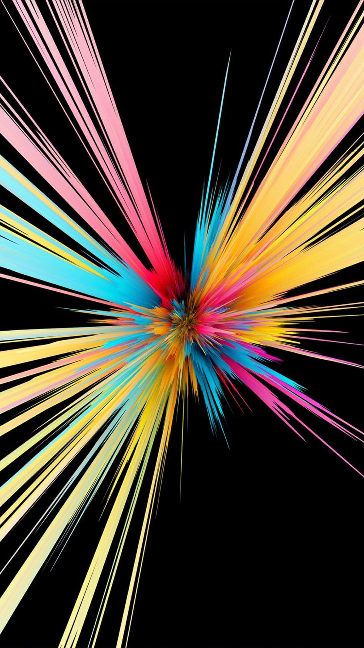 neon streaks, central point, stark black background, Full HD Phone Wallpaper