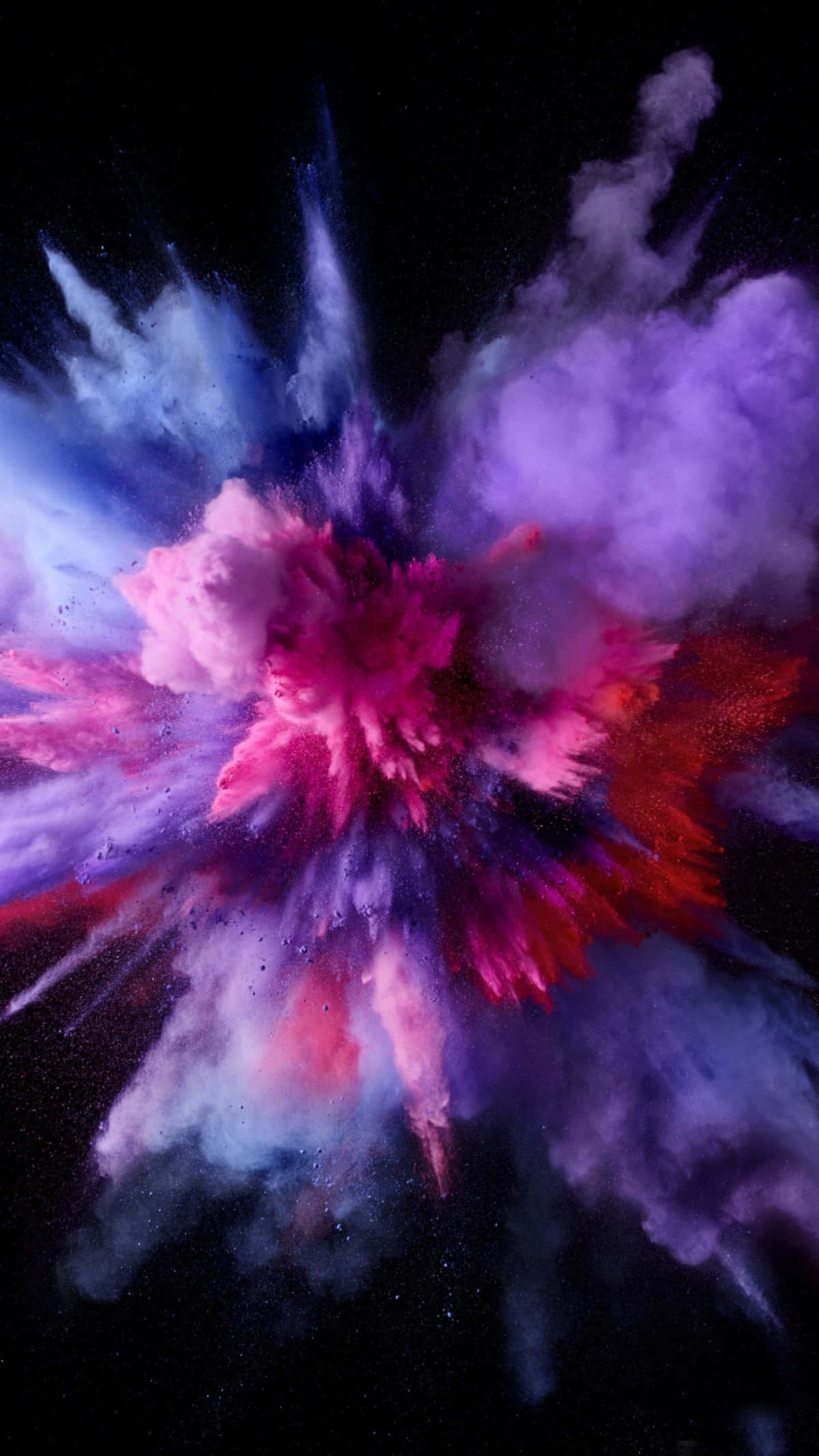 powder smoke, vibrant pink purple and blue, starry black background, Full HD Phone Wallpaper