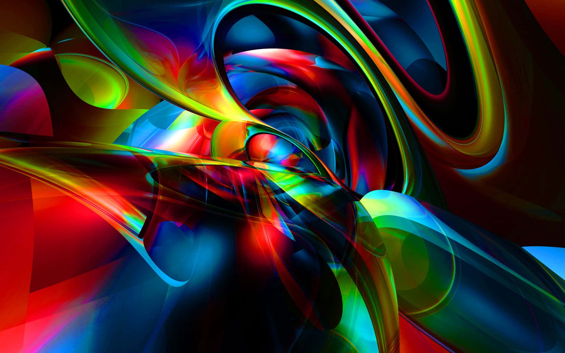 neon ribbons, electric colors, dark background, Full HD Desktop Wallpaper