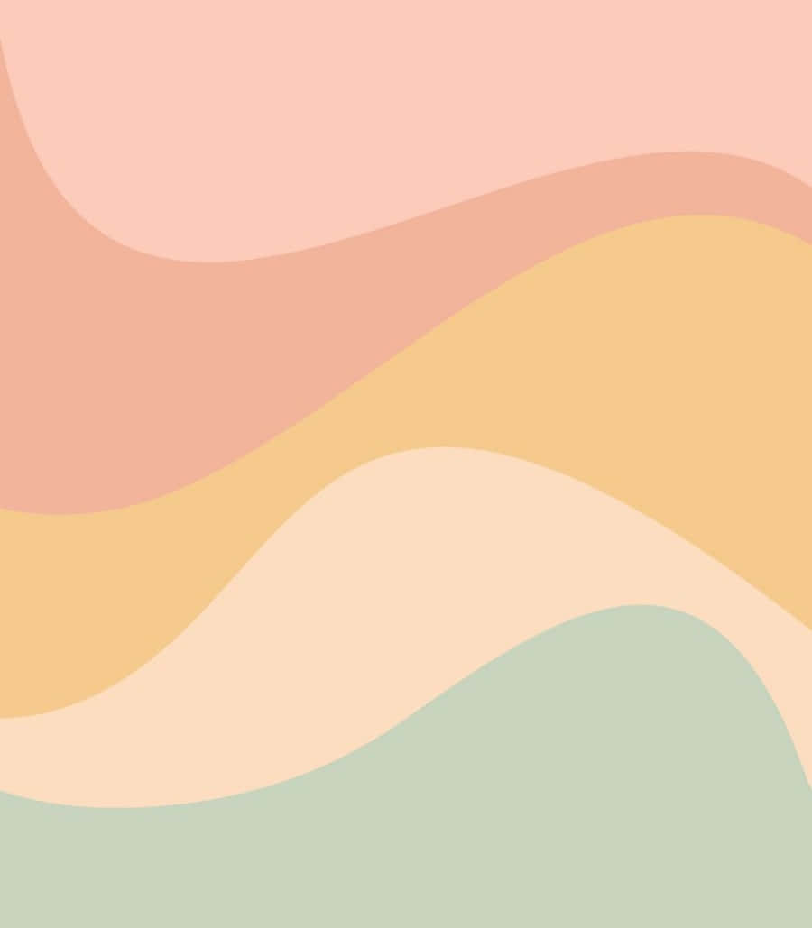 peach beige, mint, soft pastel waves, SD Phone Wallpaper