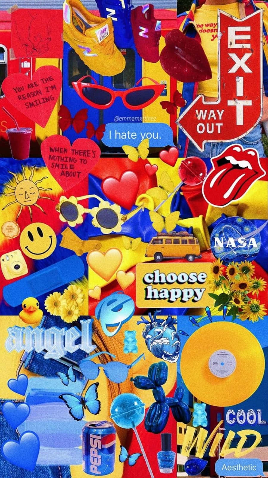 colorful aesthetic, pop culture icons, hearts, HD Phone Wallpaper