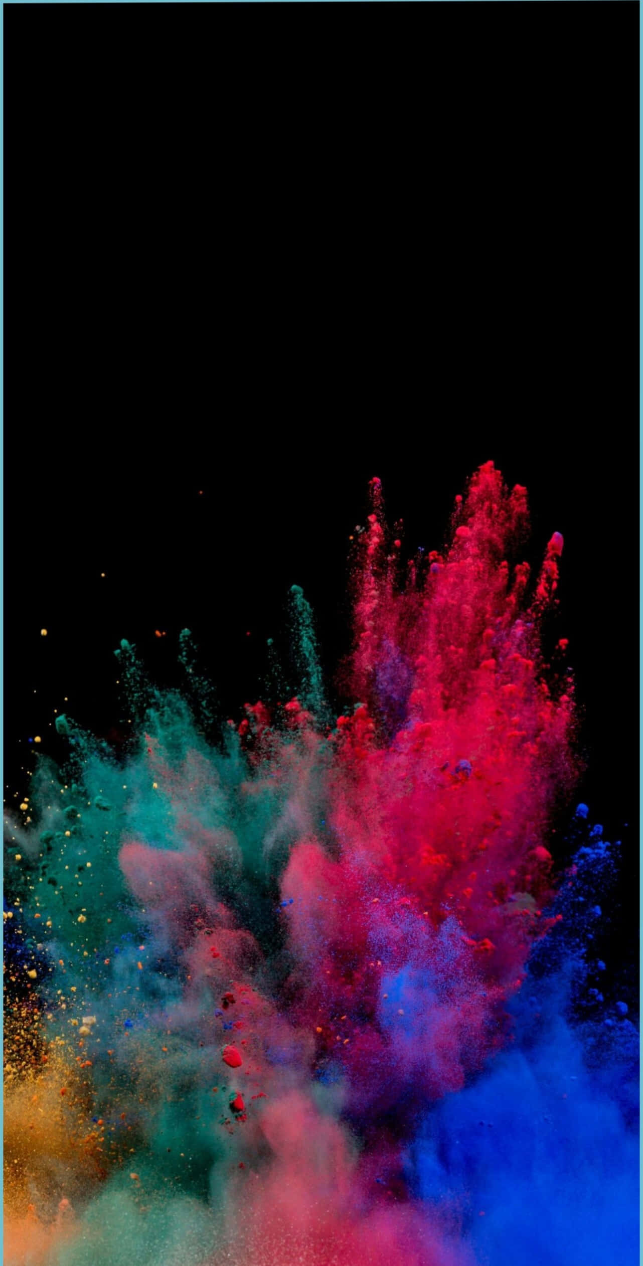 Colorful Aesthetic, vibrant colored powder, stark black background, Full HD Phone Wallpaper