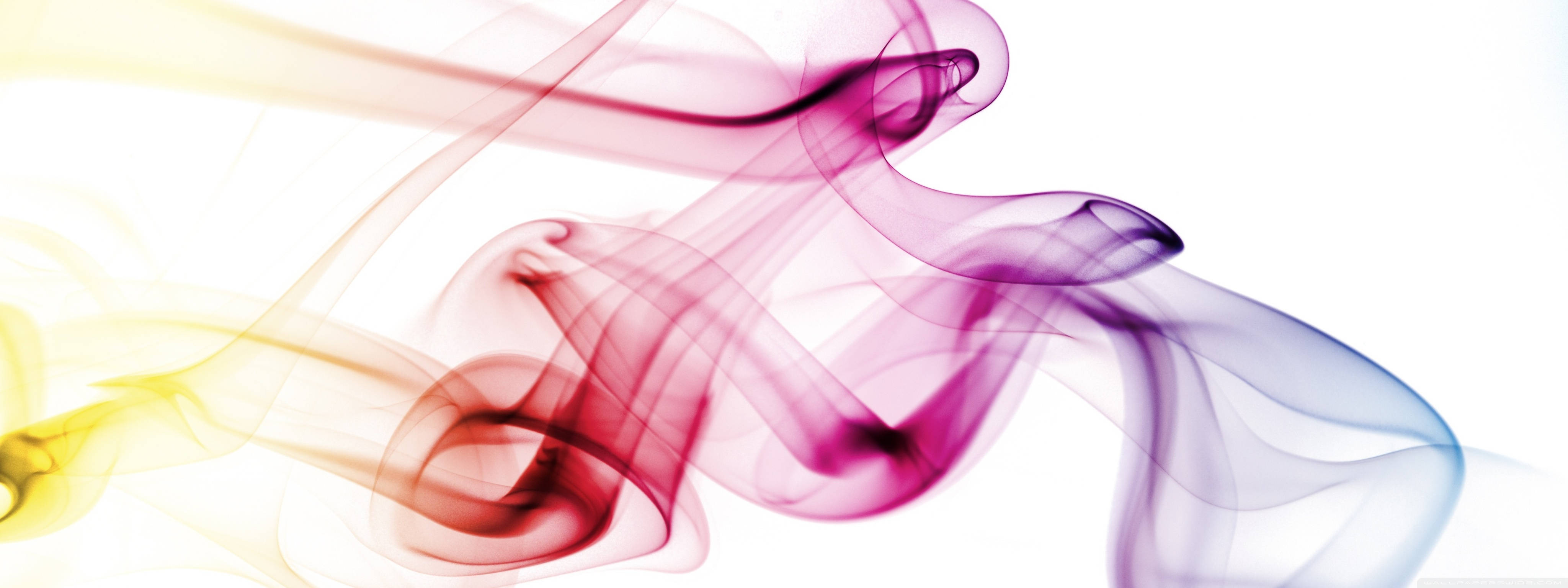 rainbow smoke, white background, abstract motion, 4K Desktop Wallpaper