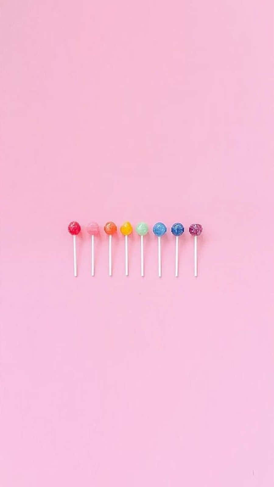 colorful aesthetic, glittery lollipops, soft pink background, HD Phone Wallpaper