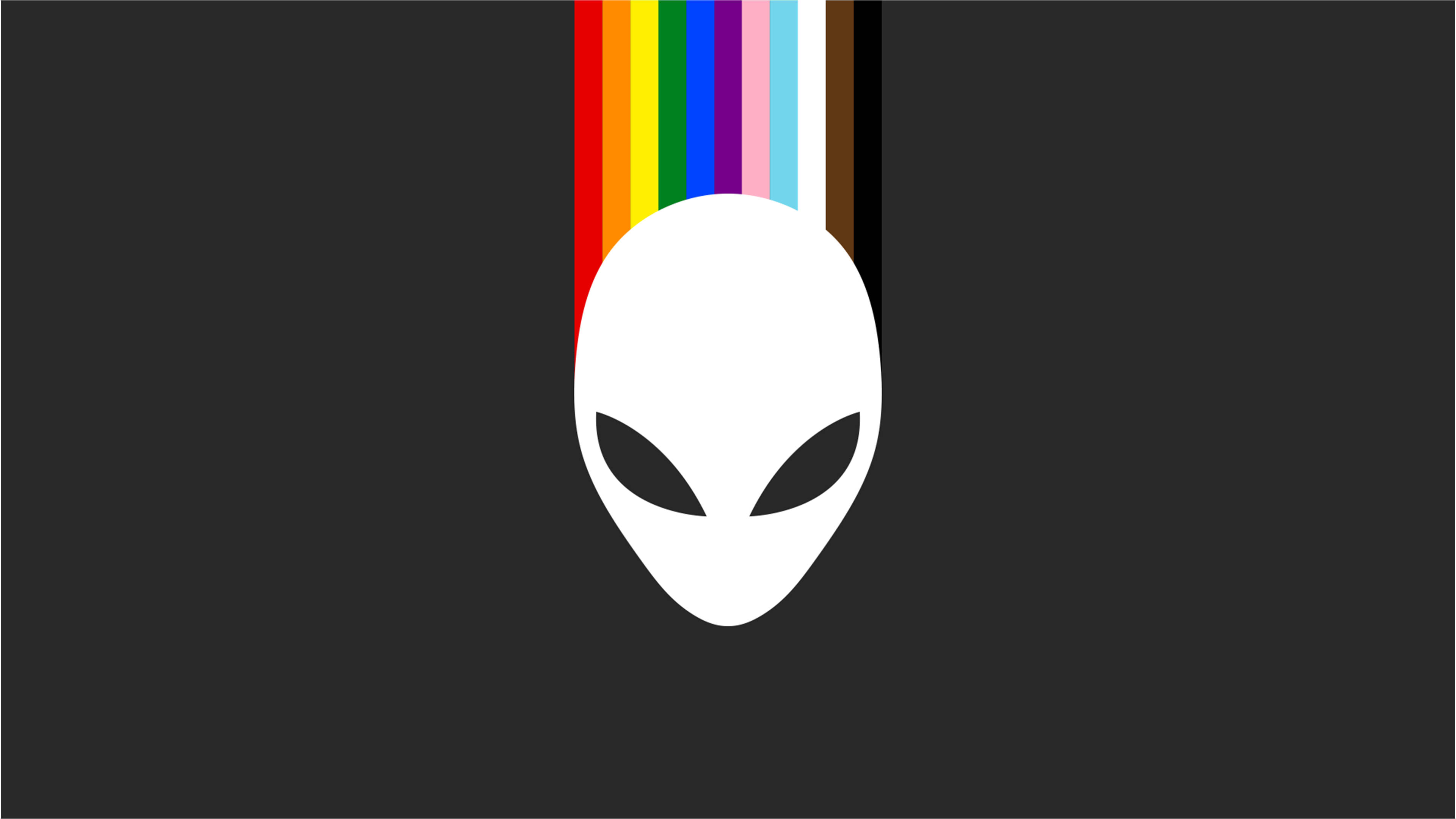 Cute Pride, white alien head, rainbow stripes, 4K Desktop Wallpaper