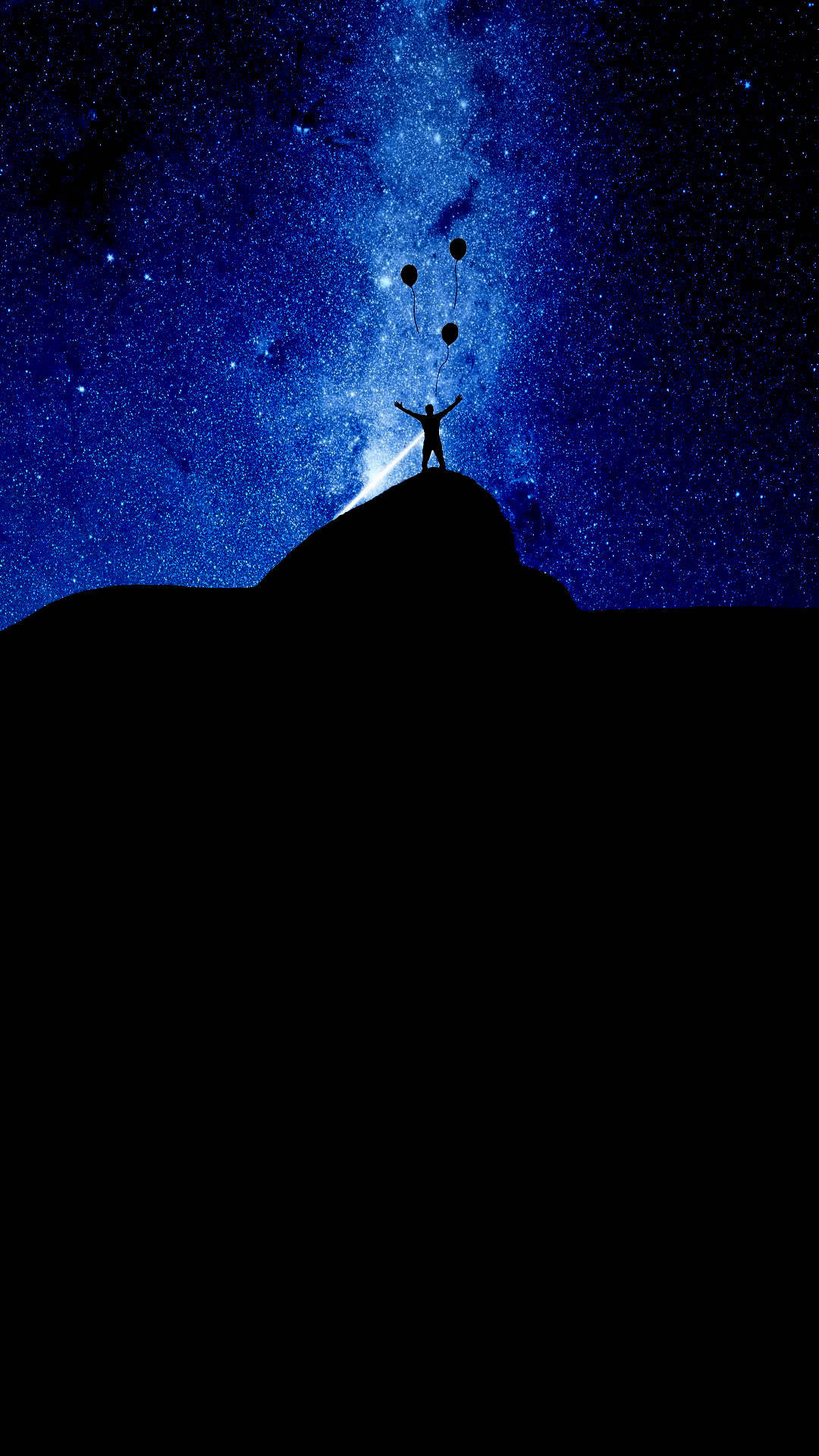 Colorful Amoled, vibrant starry night sky, dark peak, Full HD Phone Wallpaper