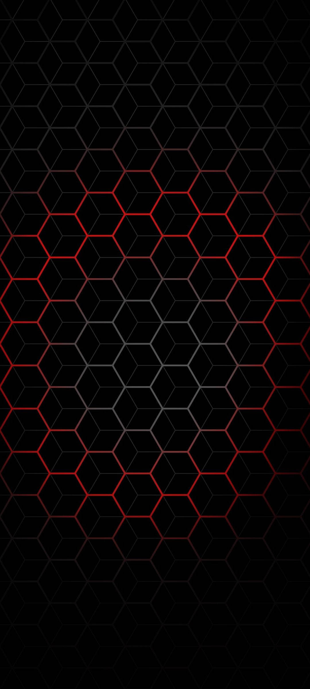 Colorful Amoled, hexagonal grids, glowing red lines, Full HD Phone Wallpaper
