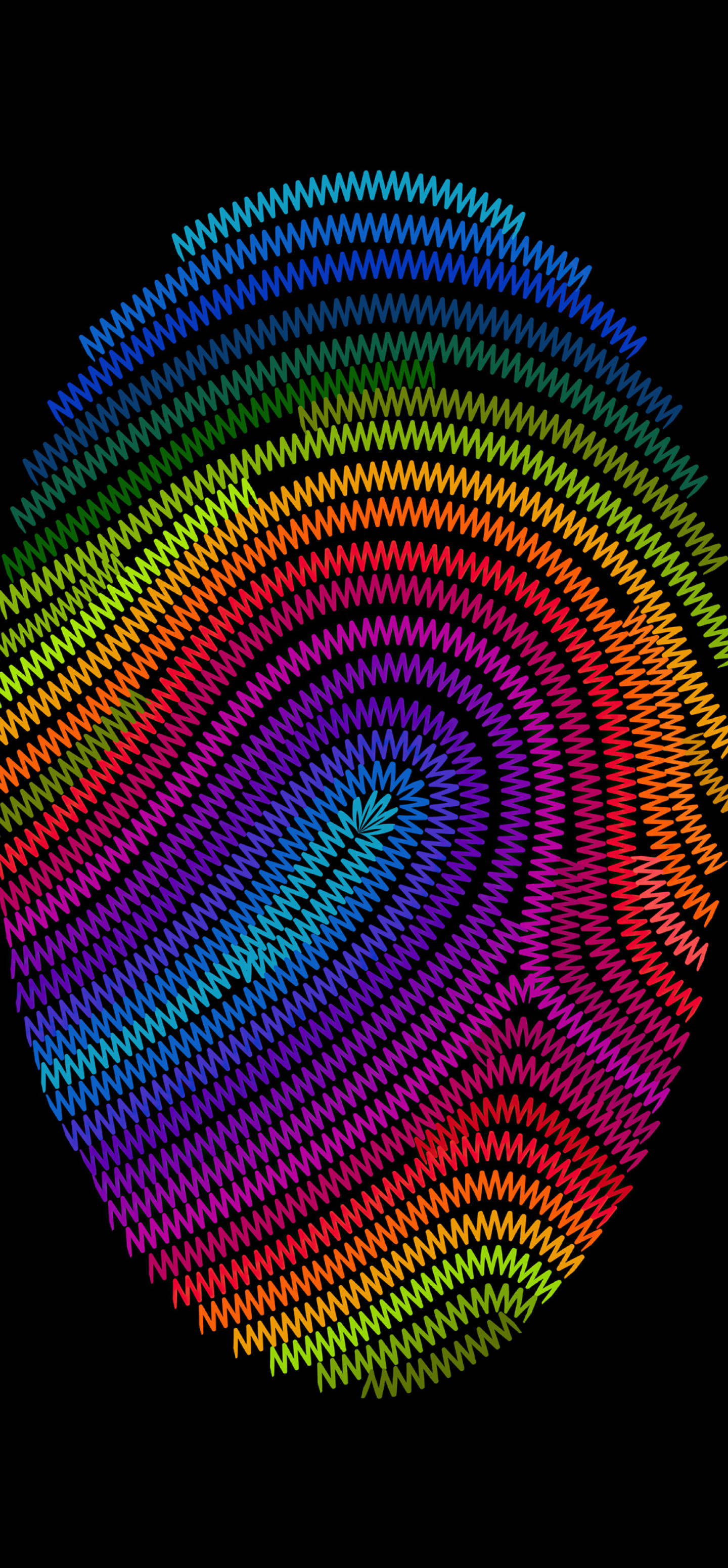 rainbow pattern, zigzag lines, black background, 2K Phone Wallpaper