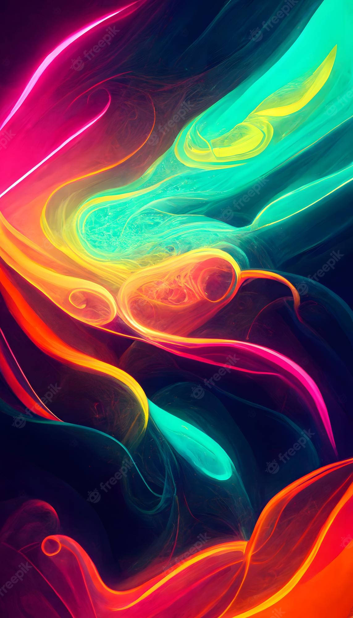 Colorful Amoled, neon-colored, liquid swirls, Full HD Phone Wallpaper
