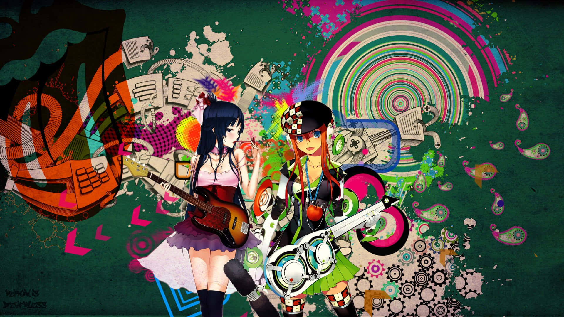 musical artist, colorful anime, anime girls, Full HD Desktop Wallpaper