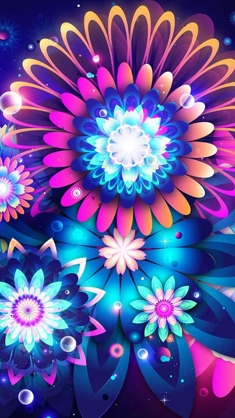 Colorful Flowers Light iPhone, neon flowers, cosmic hues, HD Phone Wallpaper