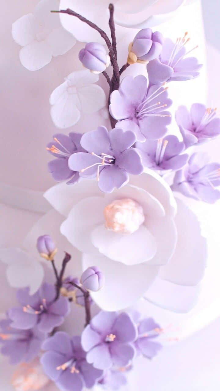 Colorful Flowers iPhone, lavender, white paper cherry blossoms, HD Phone Wallpaper