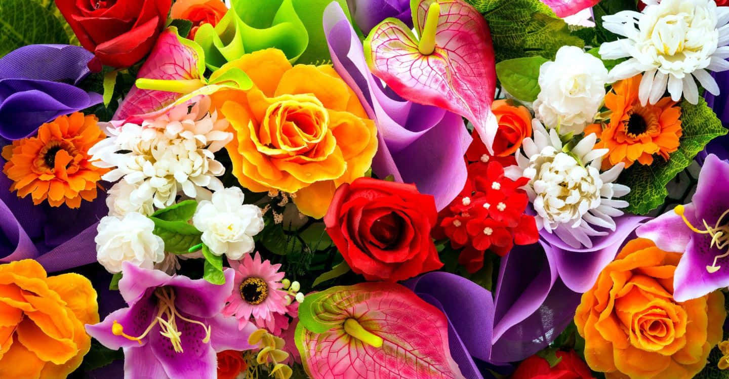 colorful flowers, roses, anthuriums, HD Desktop Wallpaper