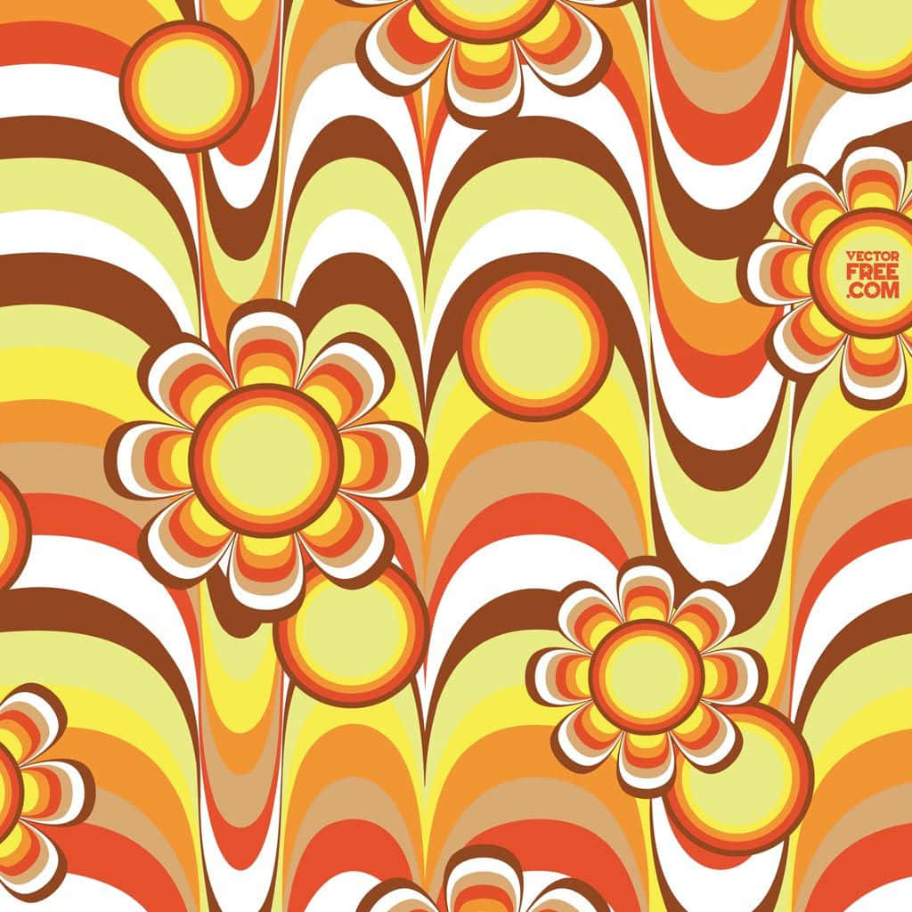 groovy, retro floral pattern, swirling orange yellow and brown waves, SD Desktop Wallpaper