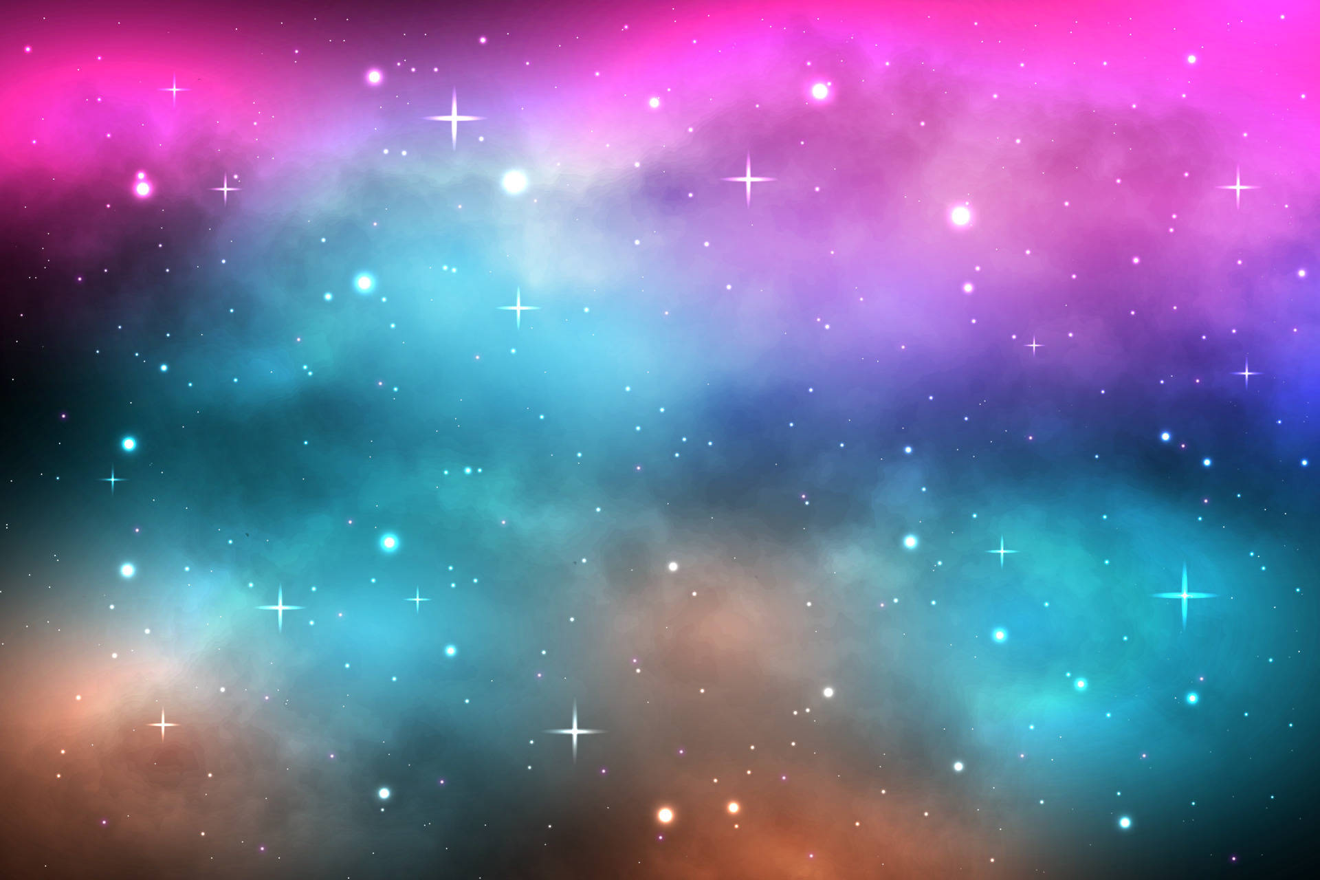 colorful galaxy, vibrant cosmic nebula, pink teal, Full HD Desktop Wallpaper