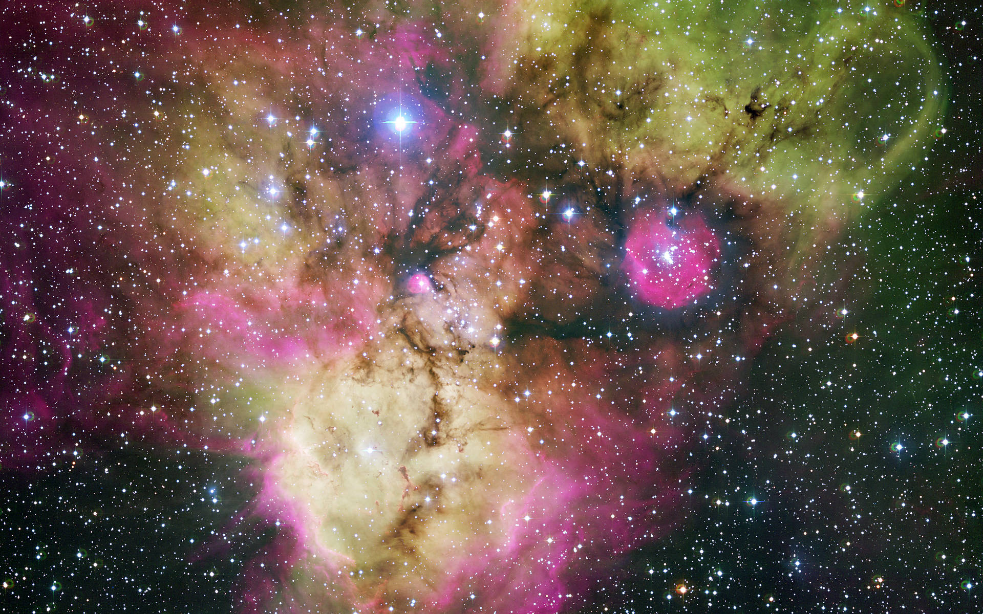 Colorful Galaxy, pink, green, Full HD Desktop Wallpaper