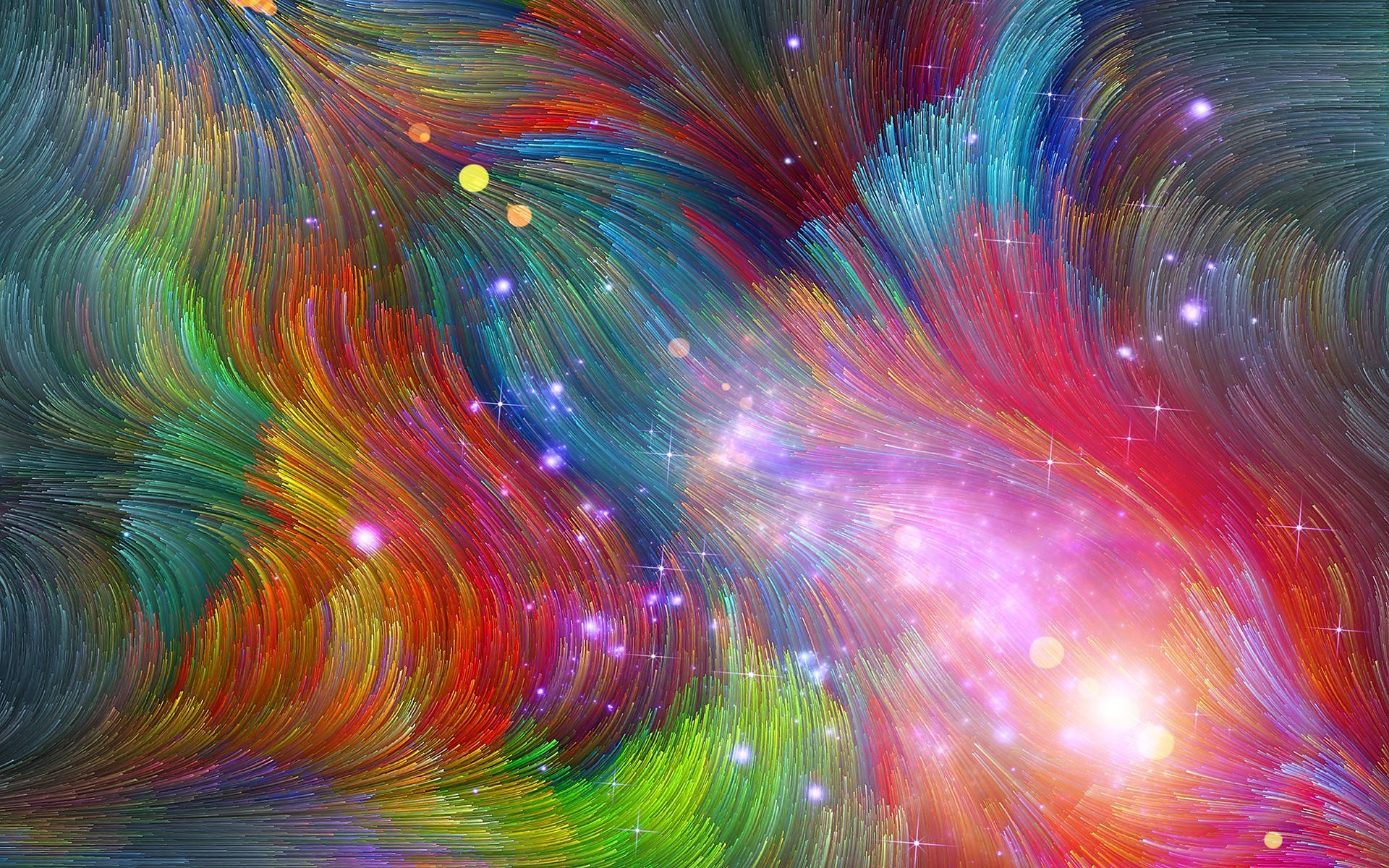 Colorful Galaxy, rainbow colors, starfield, Full HD Desktop Wallpaper