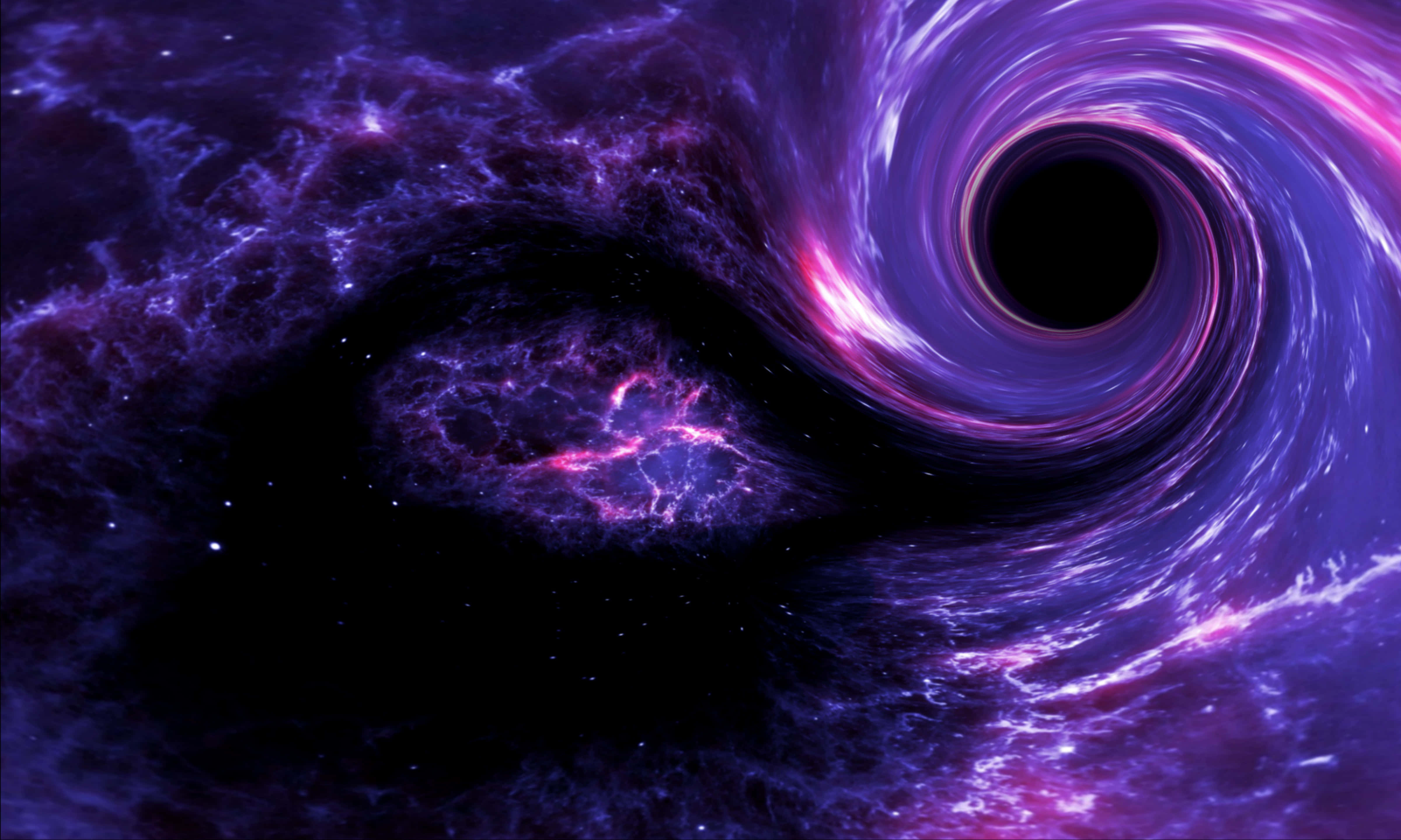 galaxy artwork, purple and pink energy, black hole, 4K Desktop Wallpaper