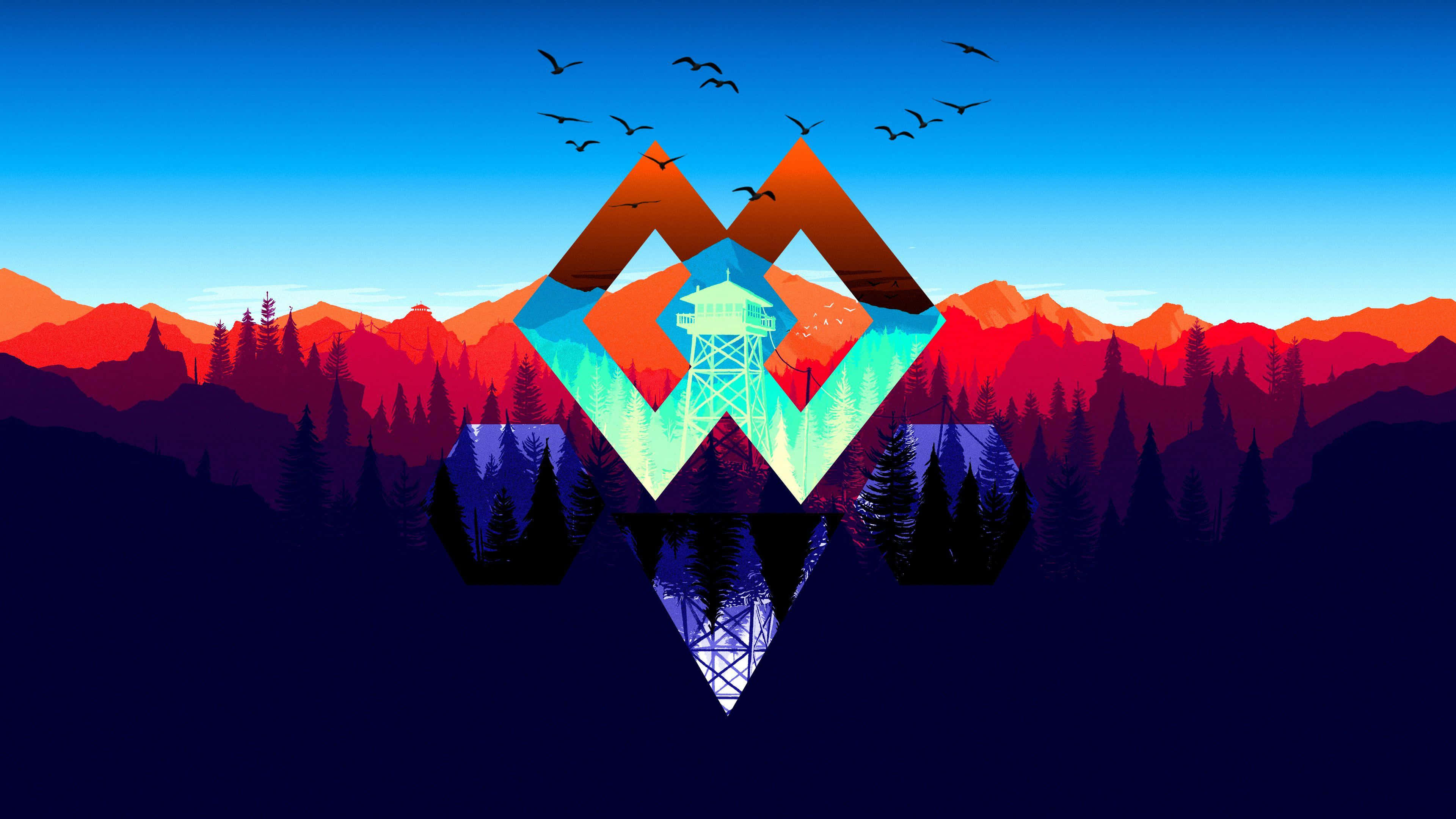 Colorful Gaming, geometric diamond, watchtower, 4K Desktop Wallpaper