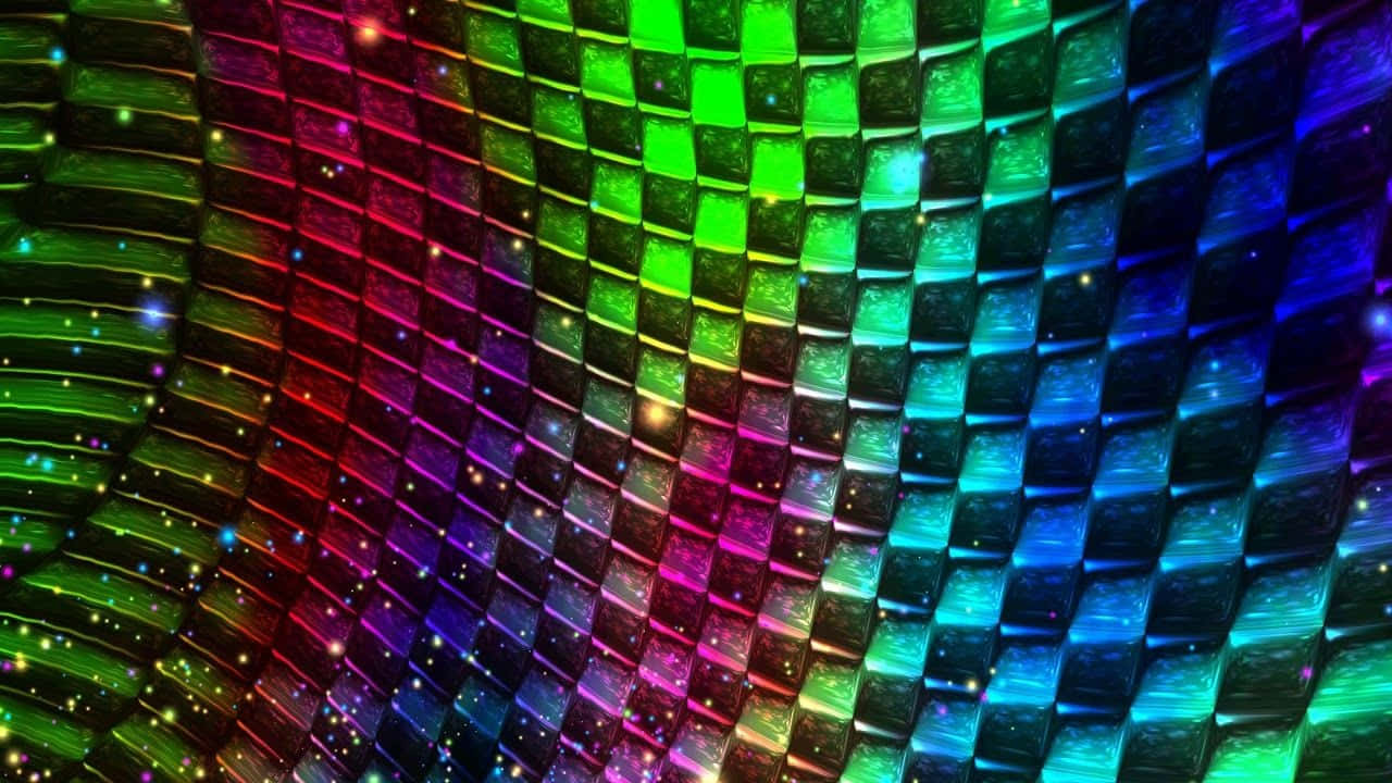 Colorful Gaming, rainbow-hued grid, glowing cubes, HD Desktop Wallpaper