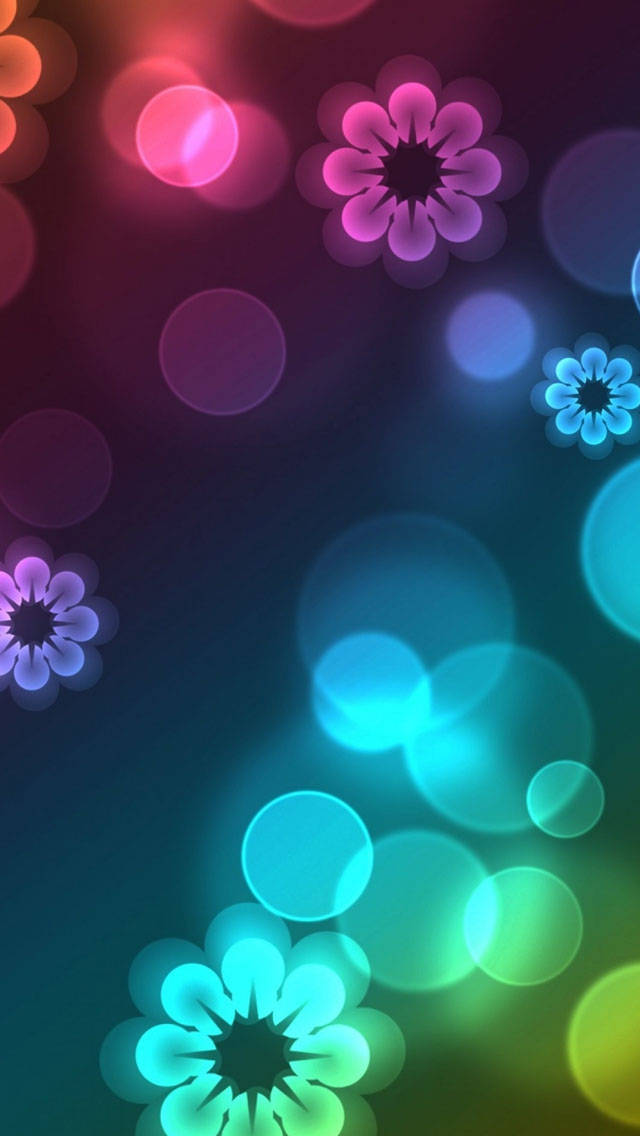 Flower Colorful iPhone 5s, magenta to teal, glowing floral shapes, SD Phone Wallpaper