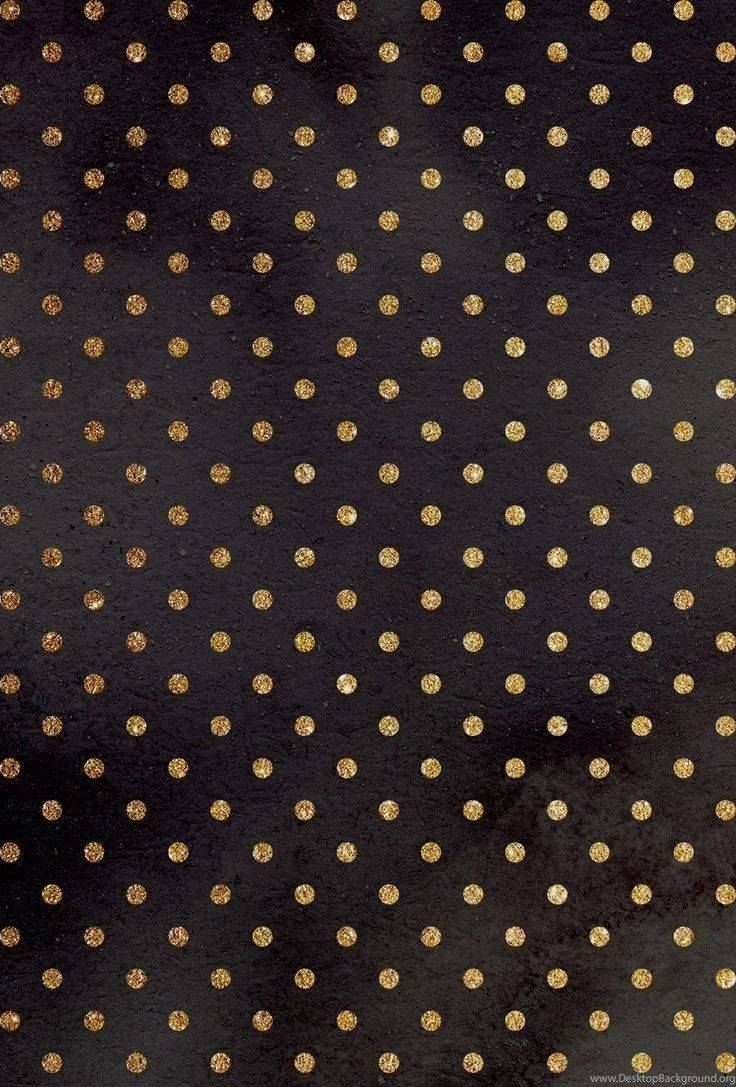 iPhone 5s, black, shimmering gold polka dots, SD Phone Wallpaper