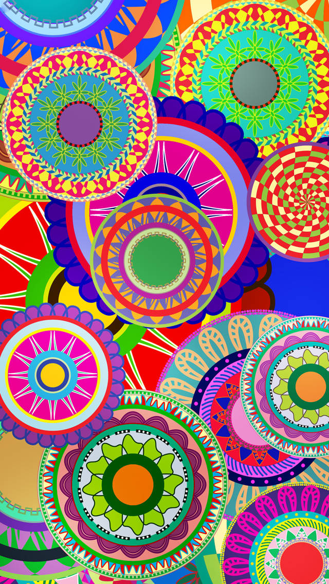 Colorful iPhone 5s, rainbow colors, overlapping circular patterns, SD Phone Wallpaper