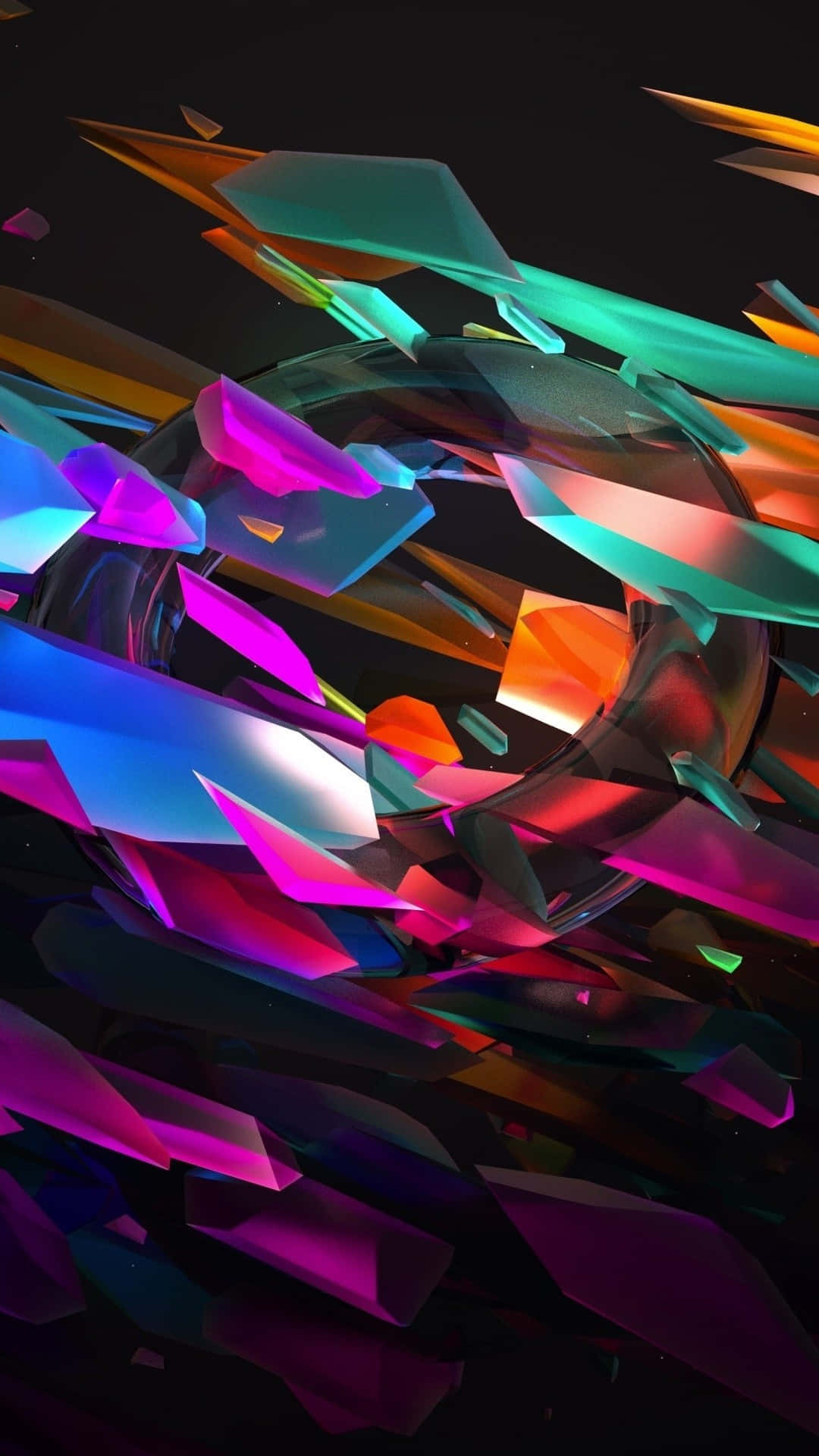 Colorful iPhone, geometric shards, glass orb, Full HD Phone Wallpaper