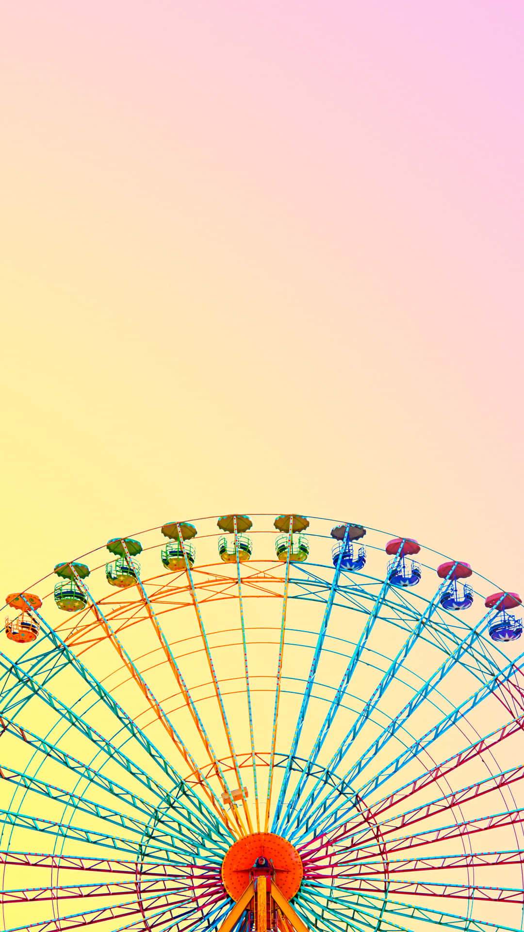 Colorful iPhone, pastel-colored, Ferris wheel, Full HD Phone Wallpaper