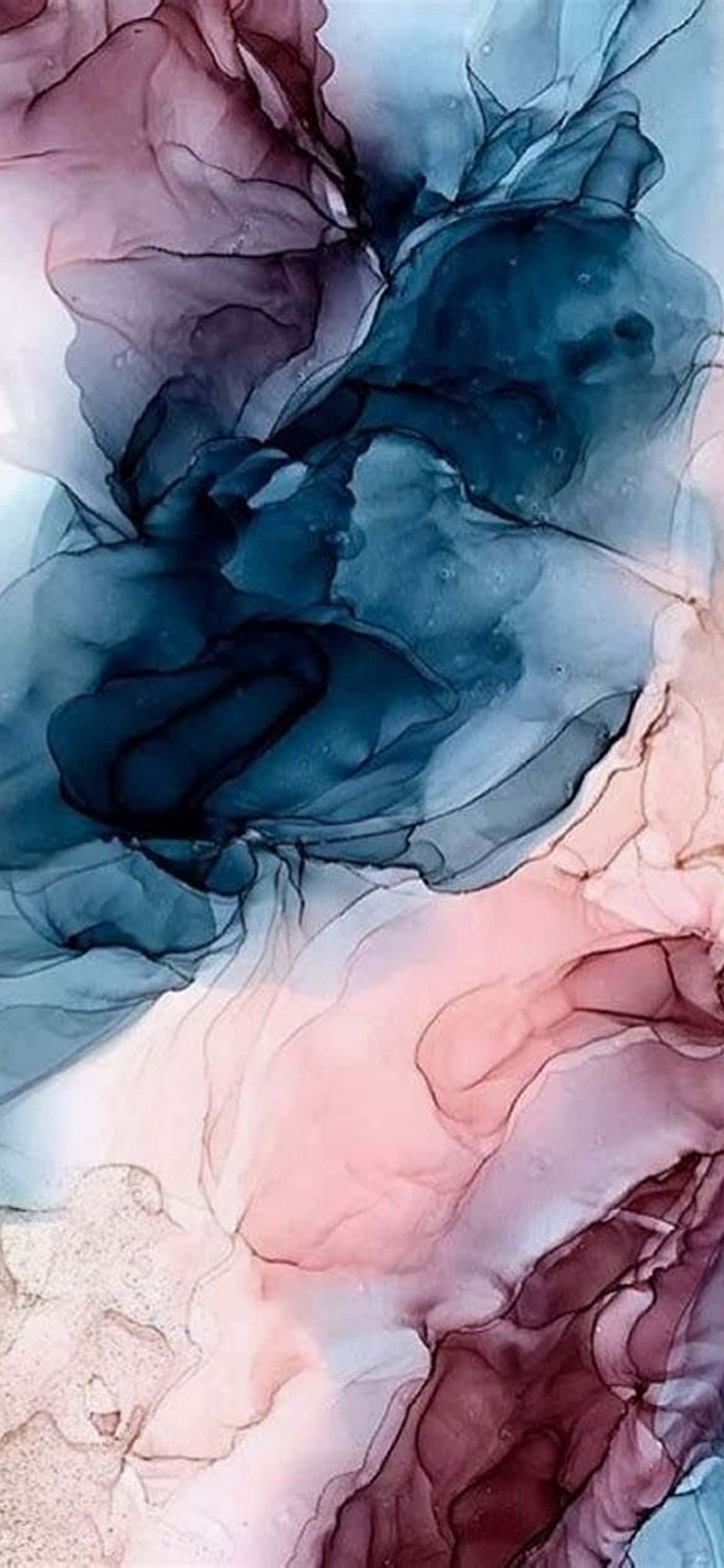 blue, pink, watercolor painting, Full HD Phone Wallpaper