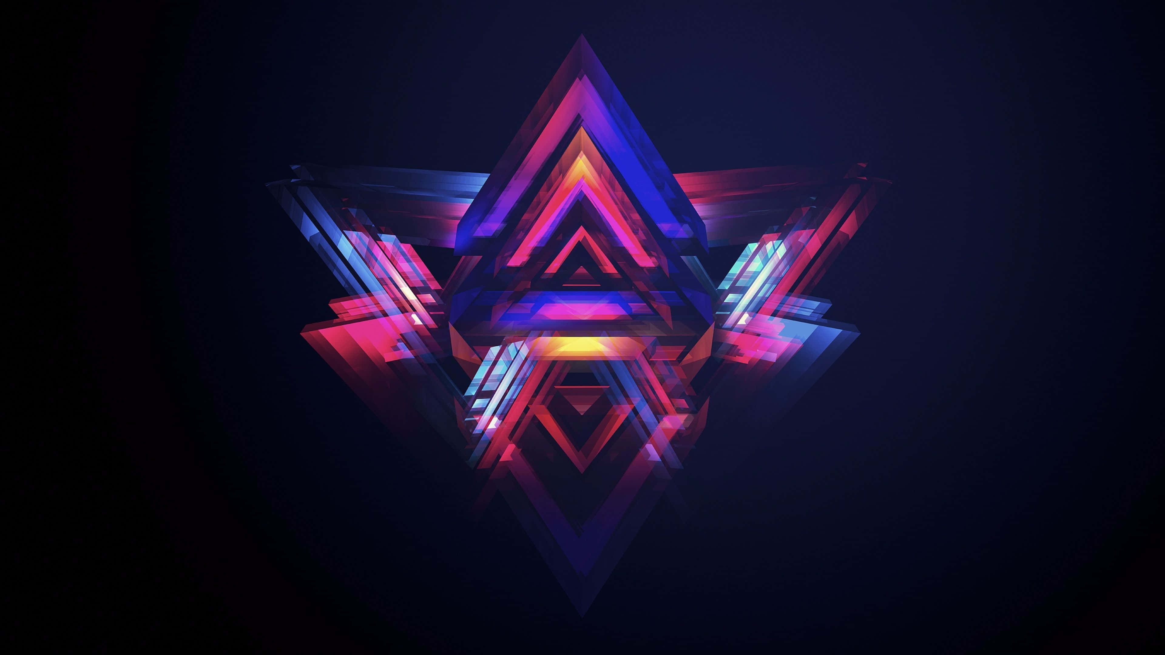 Colorful Oled, neon geometric star, layered triangles, 4K Desktop Wallpaper