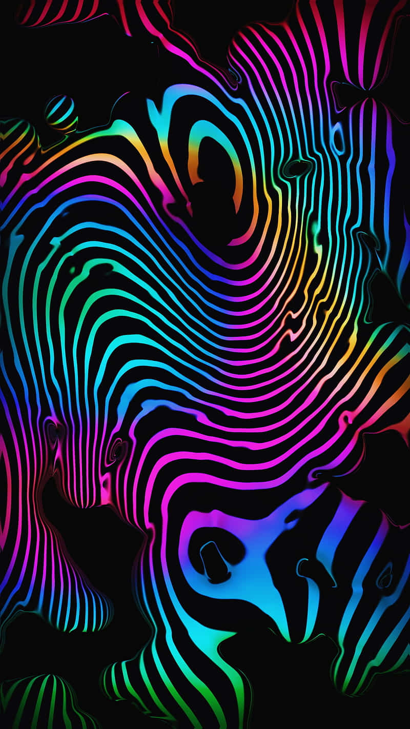 Vivid and Colorful OLED Display, neon rainbow stripes, black background, HD Phone Wallpaper