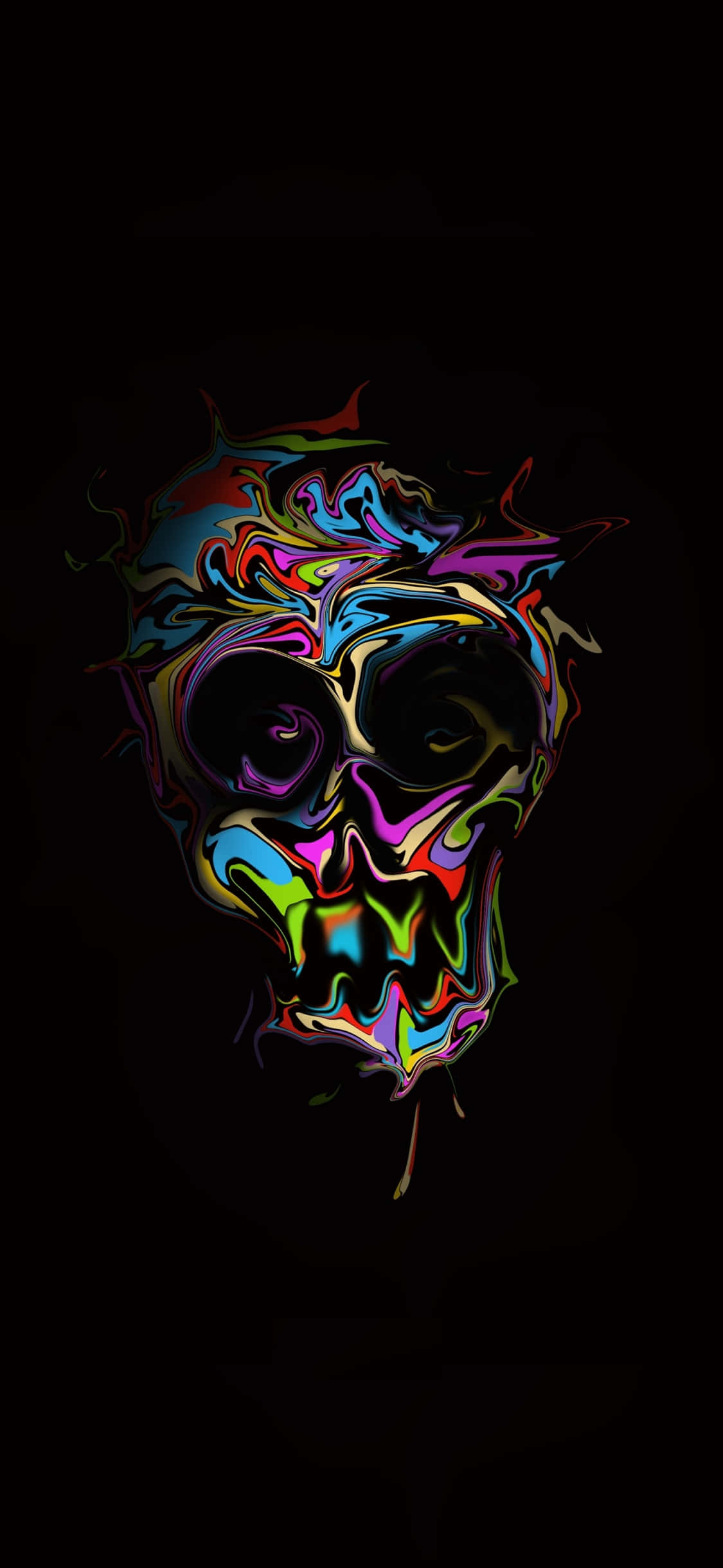 Colorful OLED, psychedelic skull, swirling rainbow colors, Full HD Phone Wallpaper