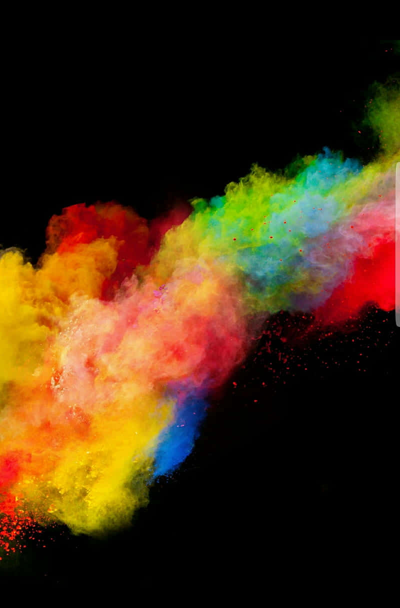 Colorful OLED Screen, rainbow-colored powder, stark black background, SD Phone Wallpaper