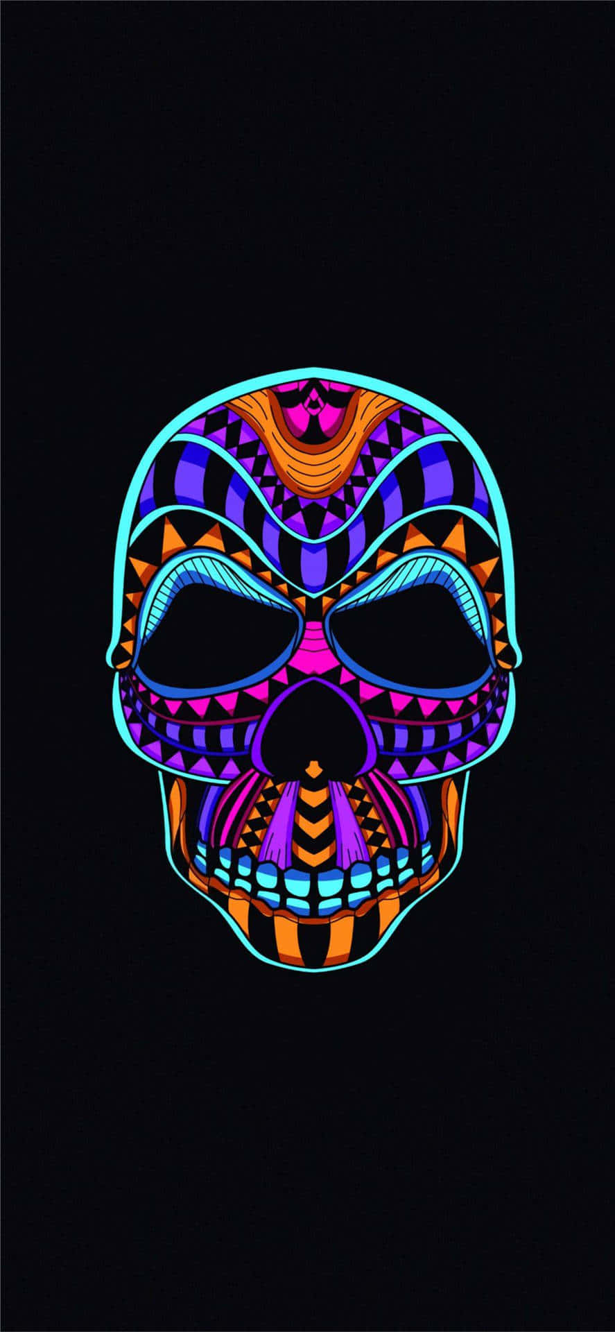 Colorful Oled, neon skull, geometric patterns, Full HD Phone Wallpaper