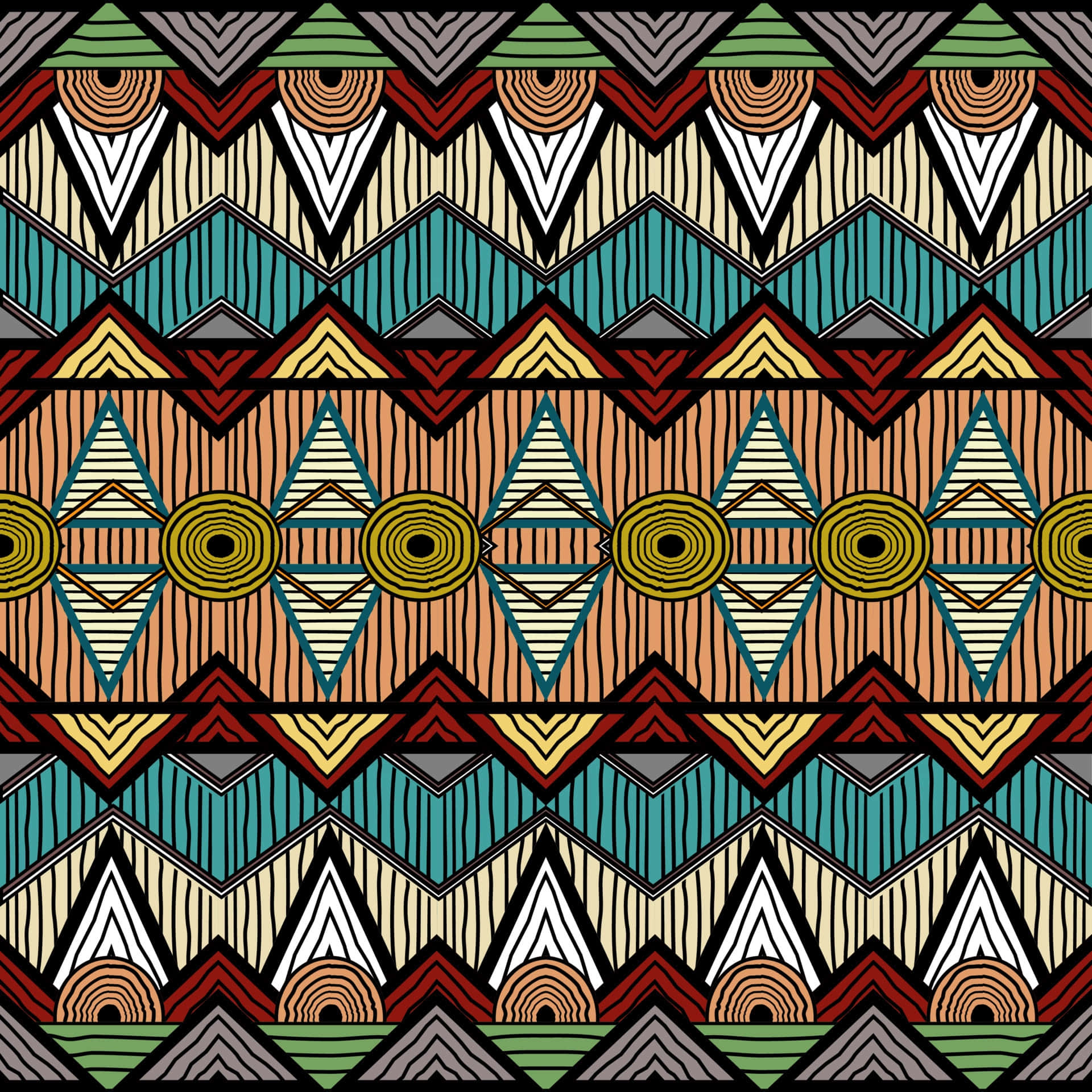 colorful pattern, geometric tribal pattern, zigzag triangles, Full HD Desktop Wallpaper